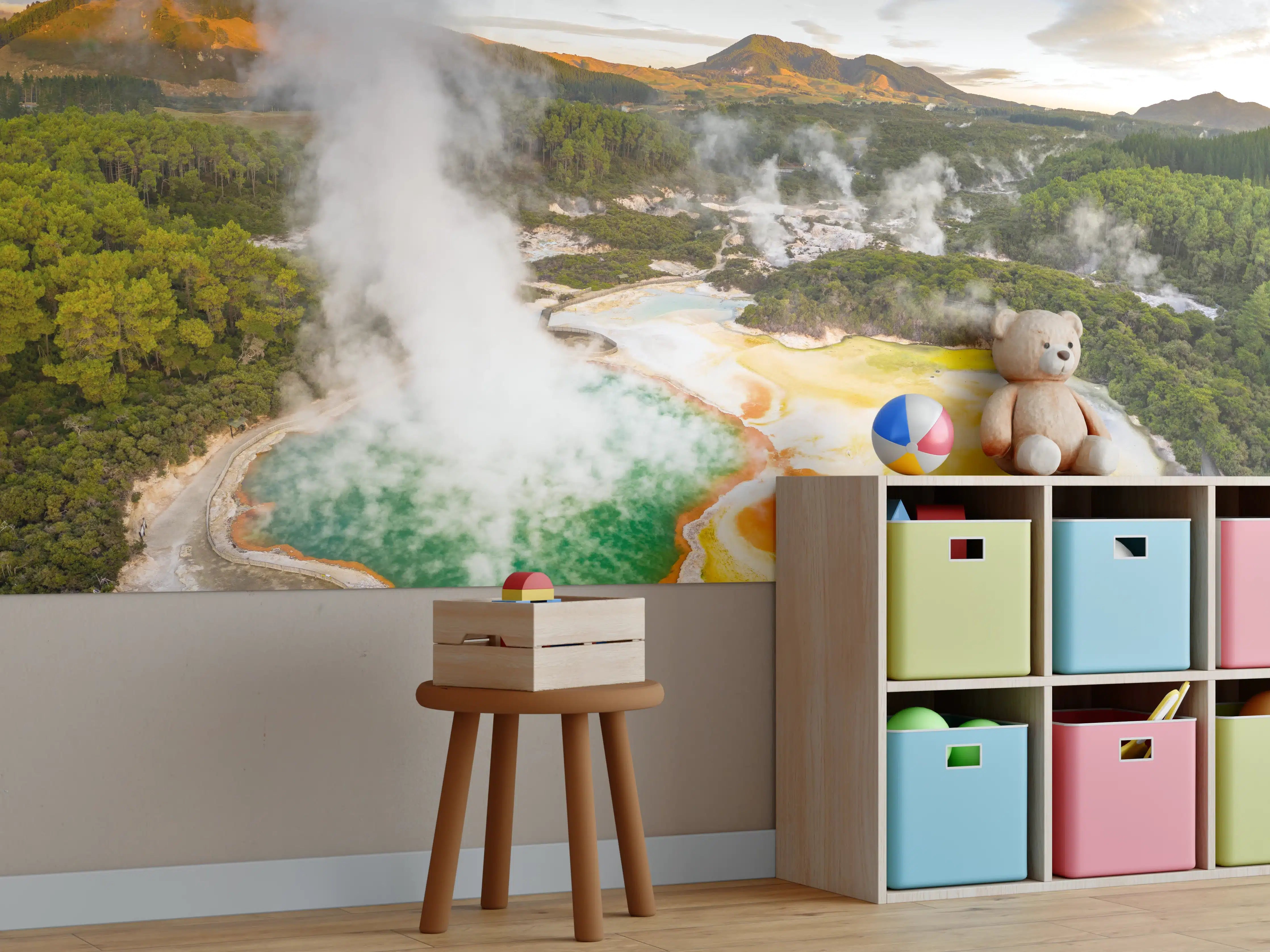 Kinderzimmer Wandgestaltung - Landschaft mit kochend heißem Schlamm