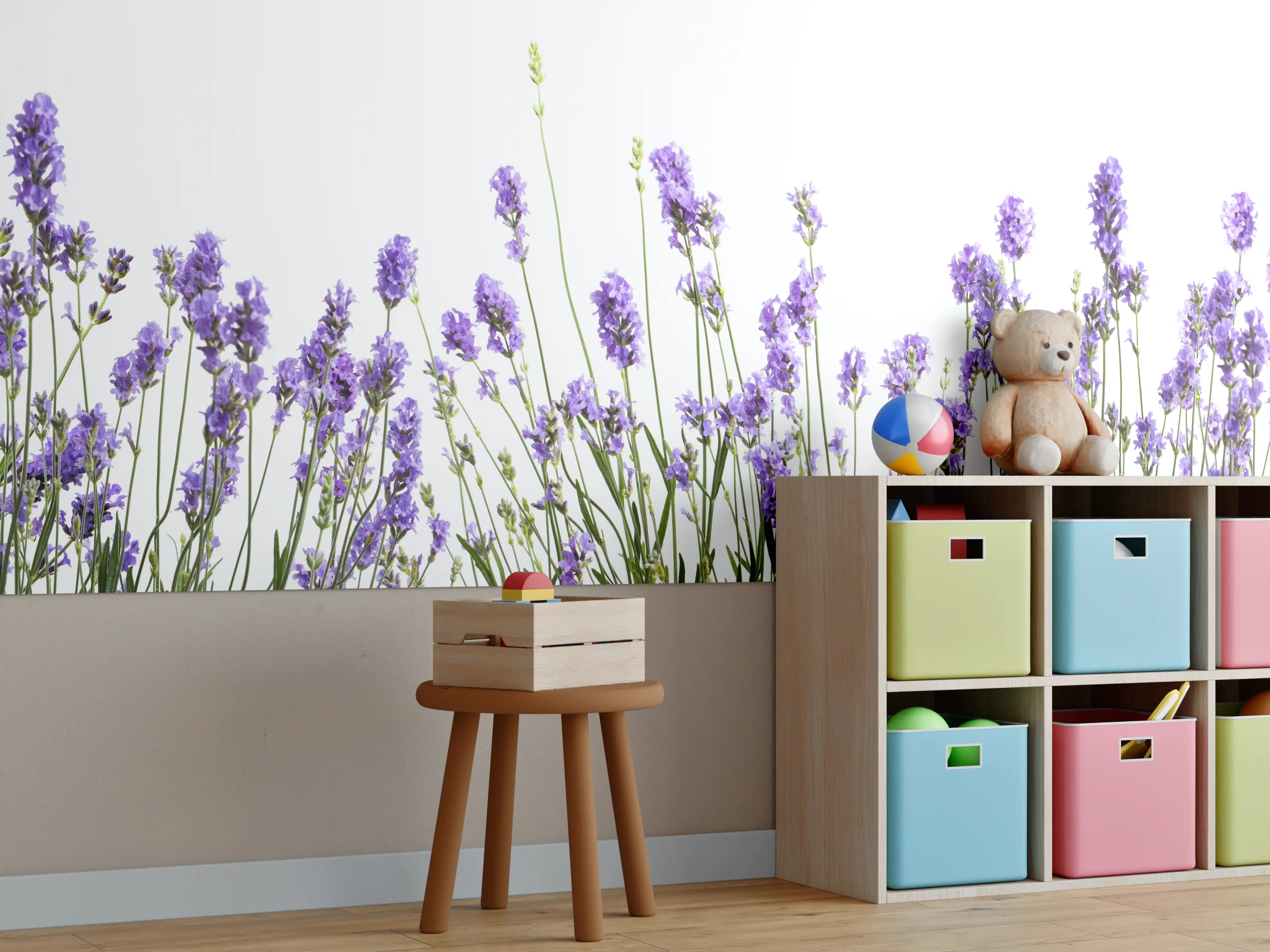 Kinderzimmer Wandgestaltung - Lavendelblüten in zarten Lilatönen