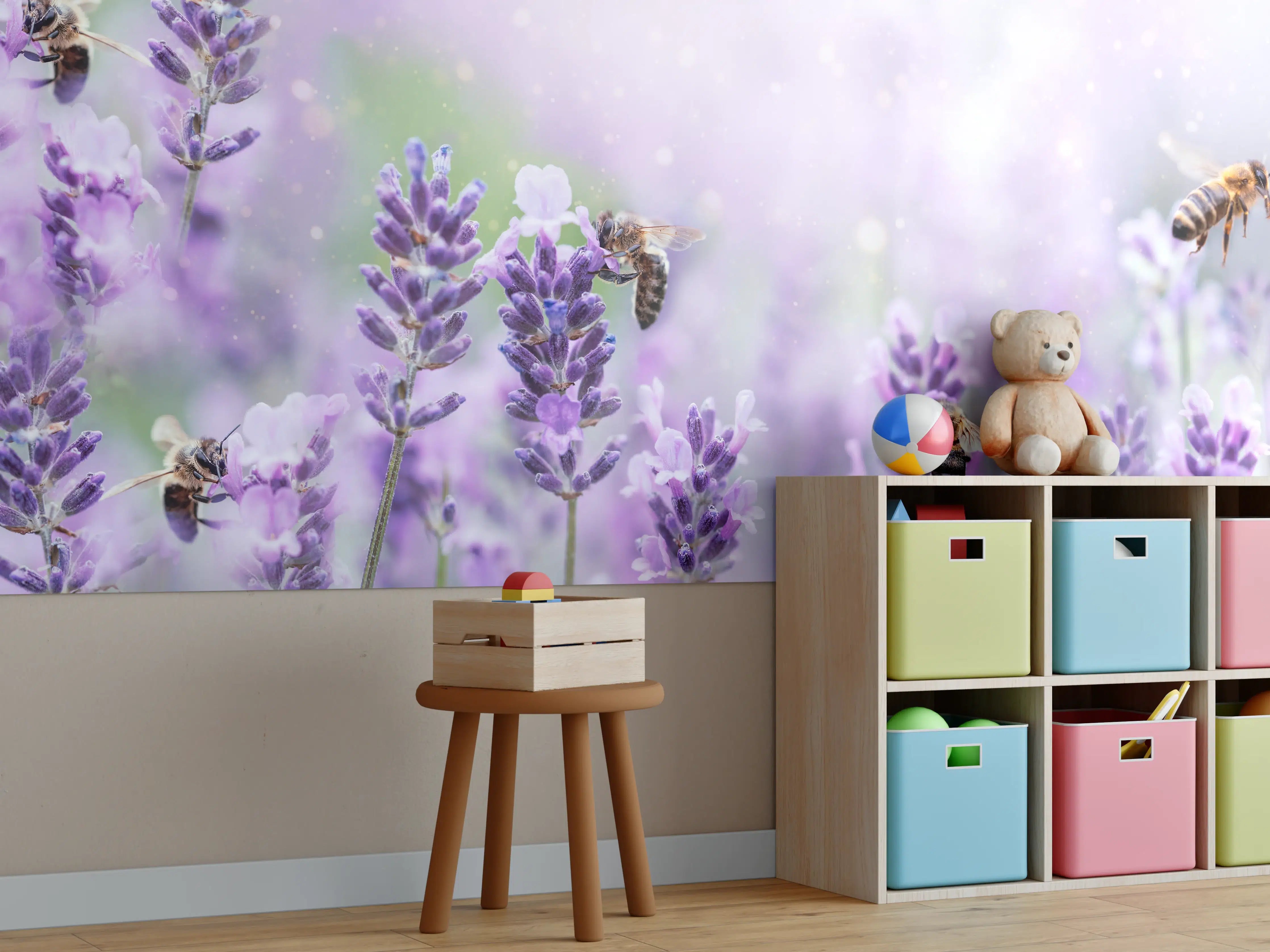 Kinderzimmer Wandgestaltung - Lavendelfeld mit Bienen
