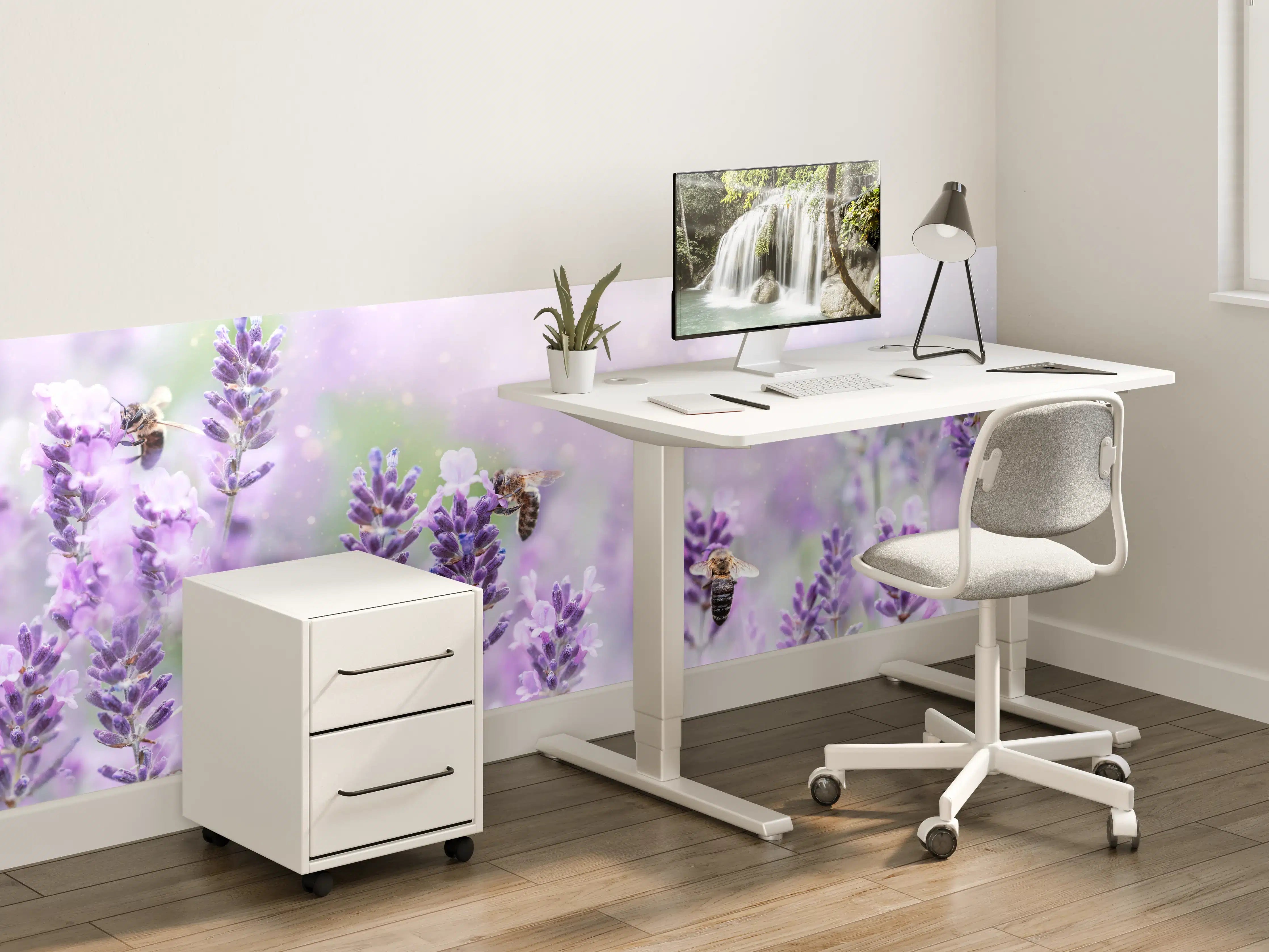 Kinderzimmer Wandgestaltung - Lavendelfeld mit Bienen