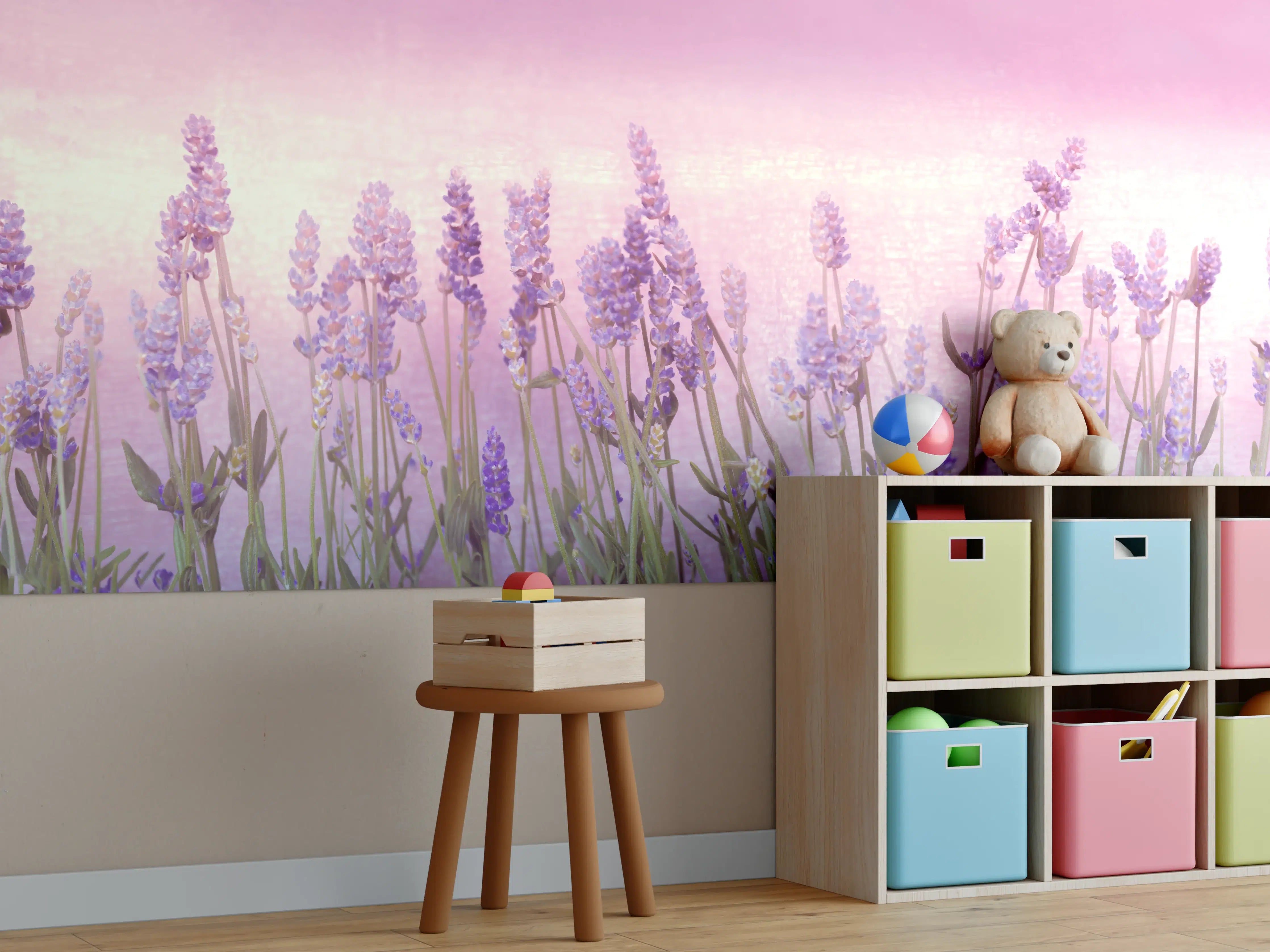 Kinderzimmer Wandgestaltung - Lavendelwiese Rosa-Lila