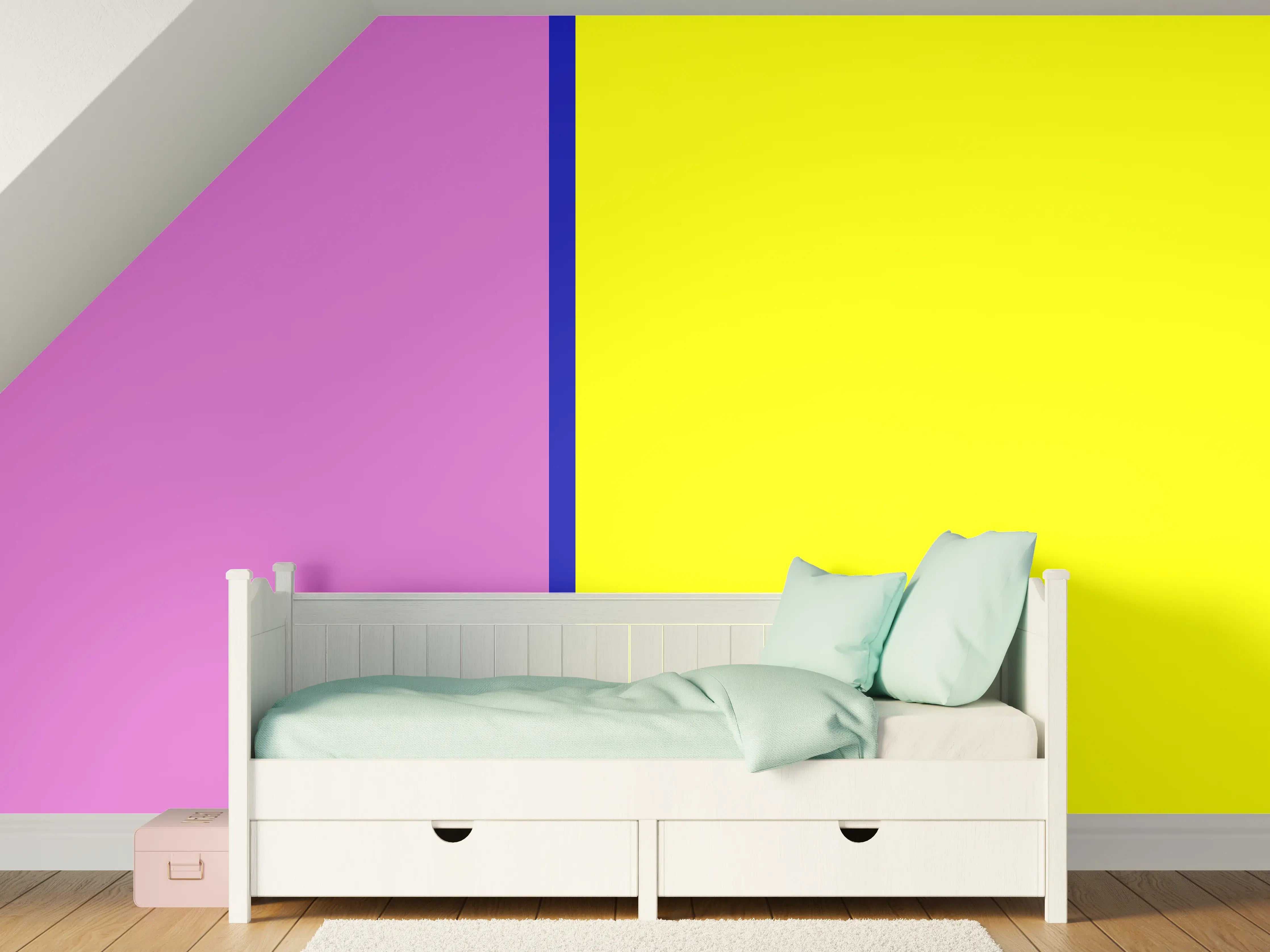 Kinderzimmer Wandgestaltung - Lebendige Farbkombination in moderner Wandgestaltung