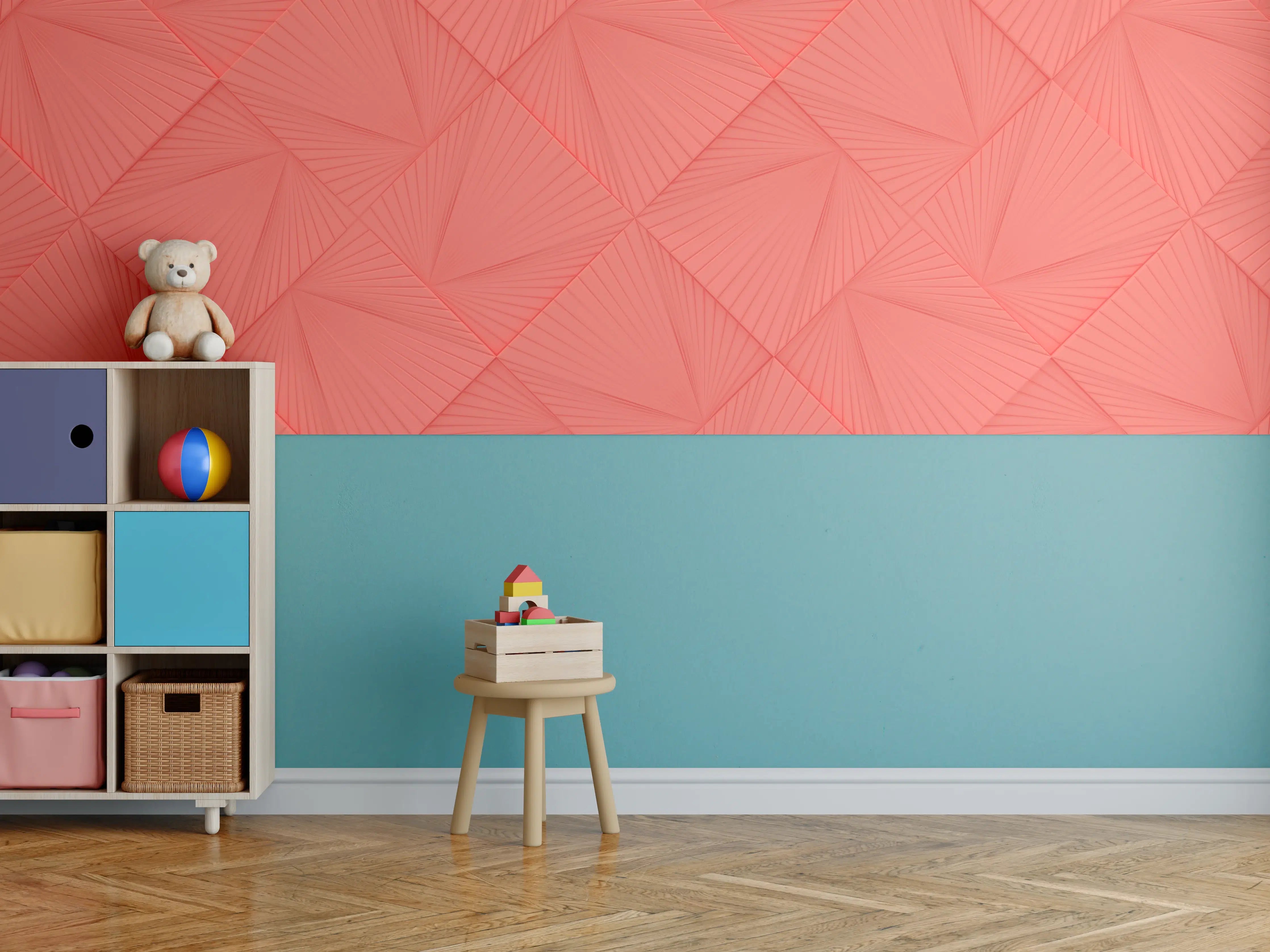 Kinderzimmer Wandgestaltung - Lebendige Korallen-Geometrie