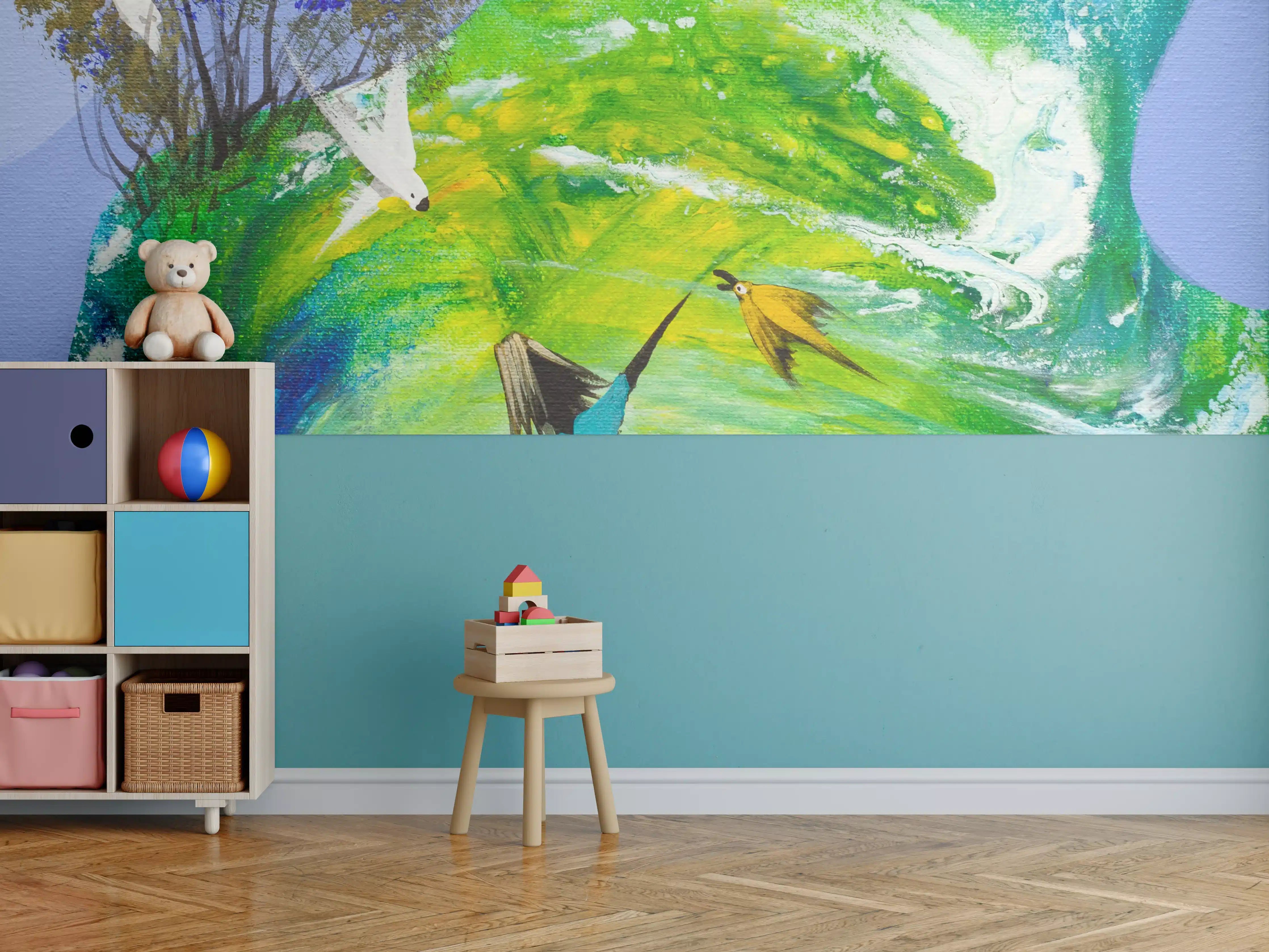 Kinderzimmer Wandgestaltung - Lebendige Wasseranimation mit tanzender Figur