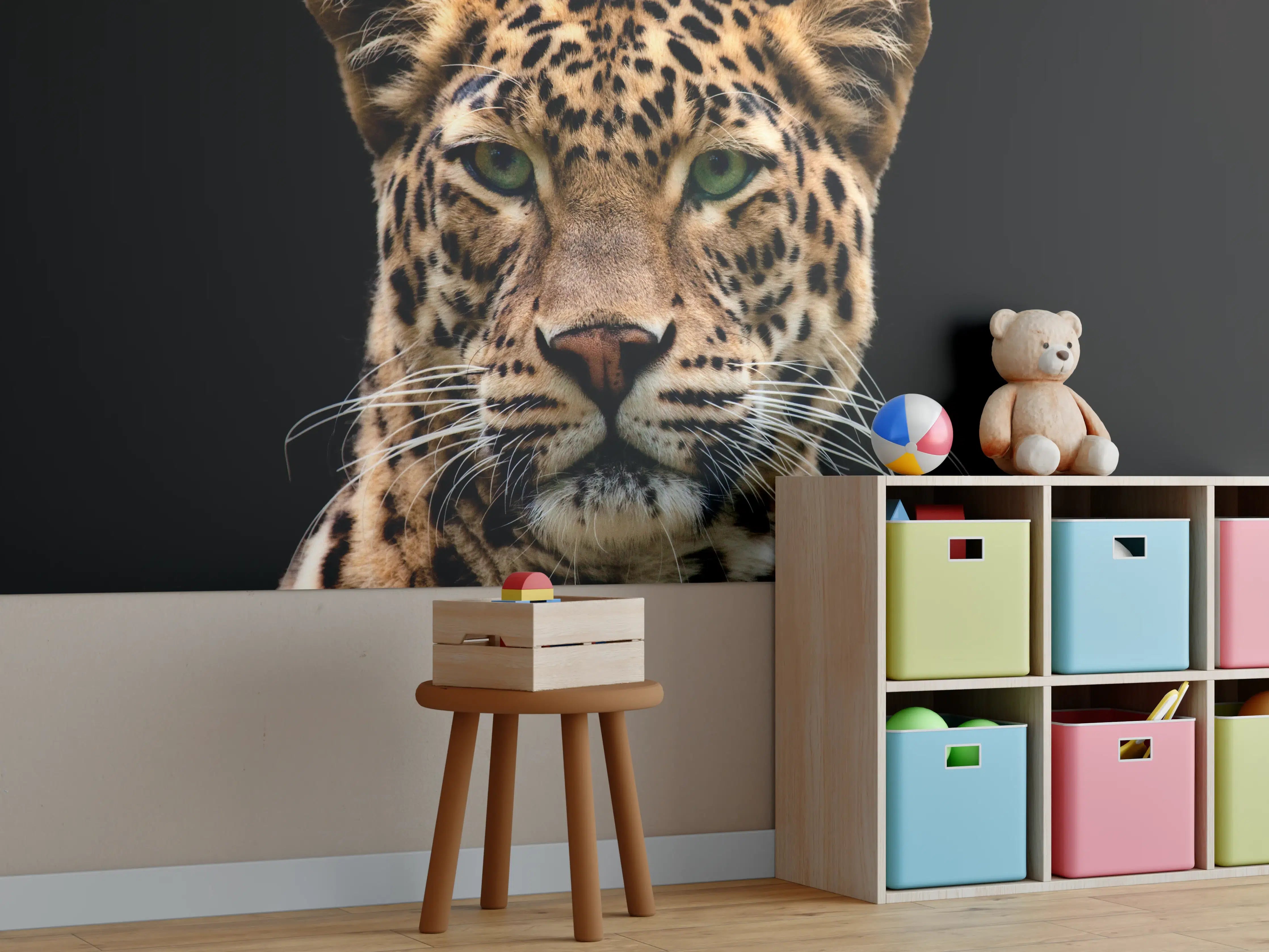 Kinderzimmer Wandgestaltung - Leopard mit majestätischer Ausstrahlung
