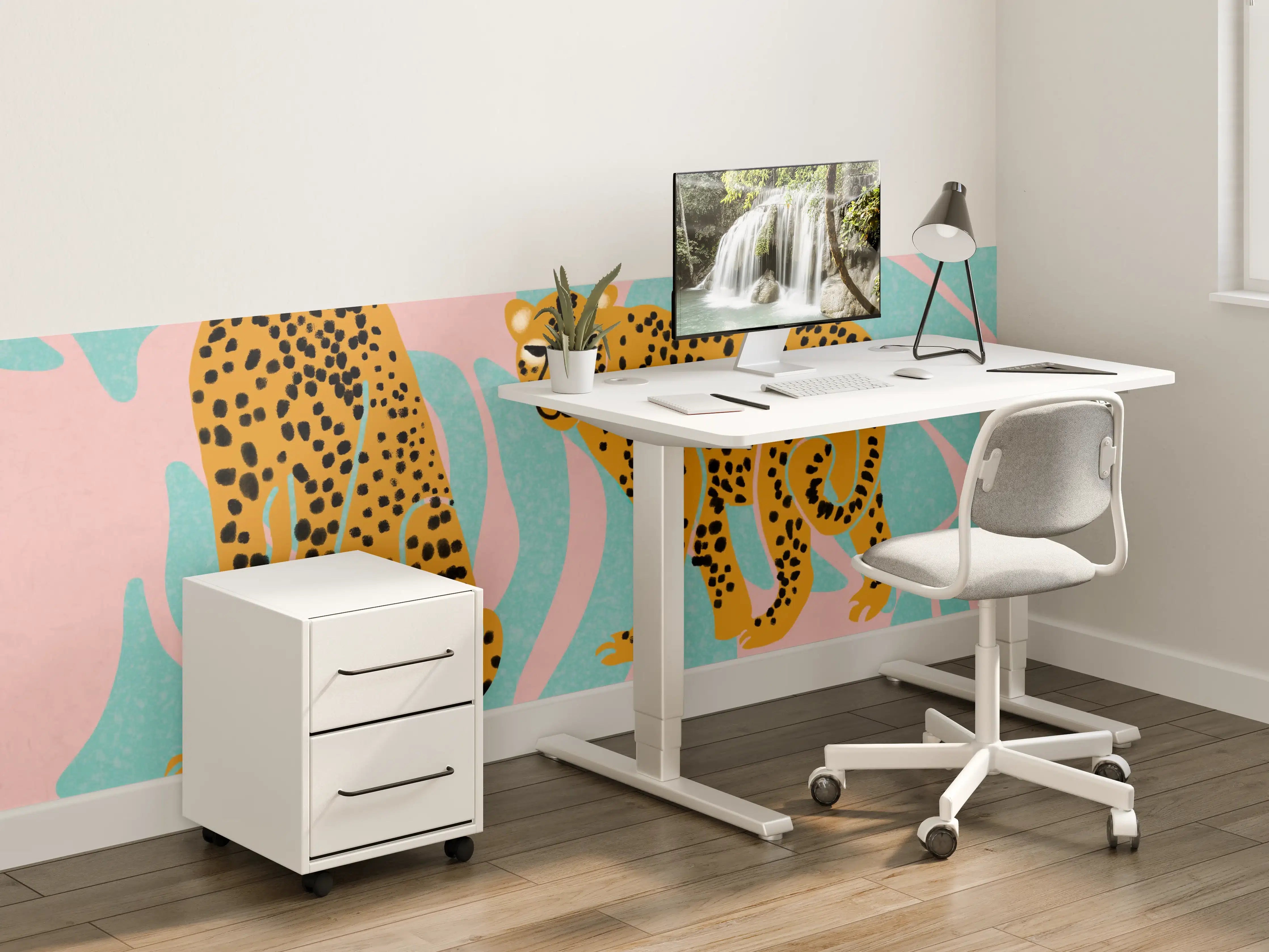 Kinderzimmer Wandgestaltung - Leopardin und Leoparden im Dschungel