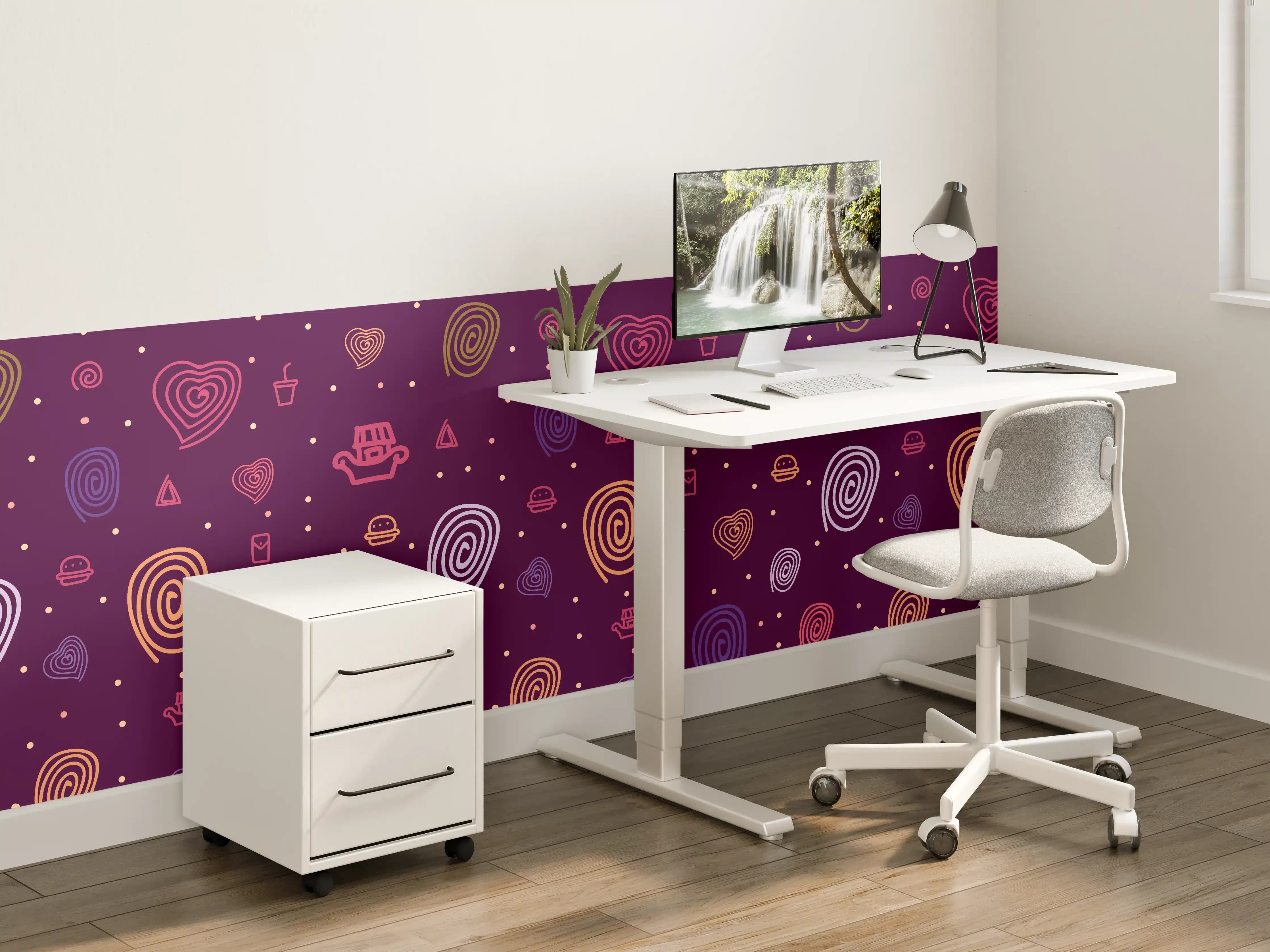 Kinderzimmer Wandgestaltung - Leuchtende Herz- und Spiralmuster