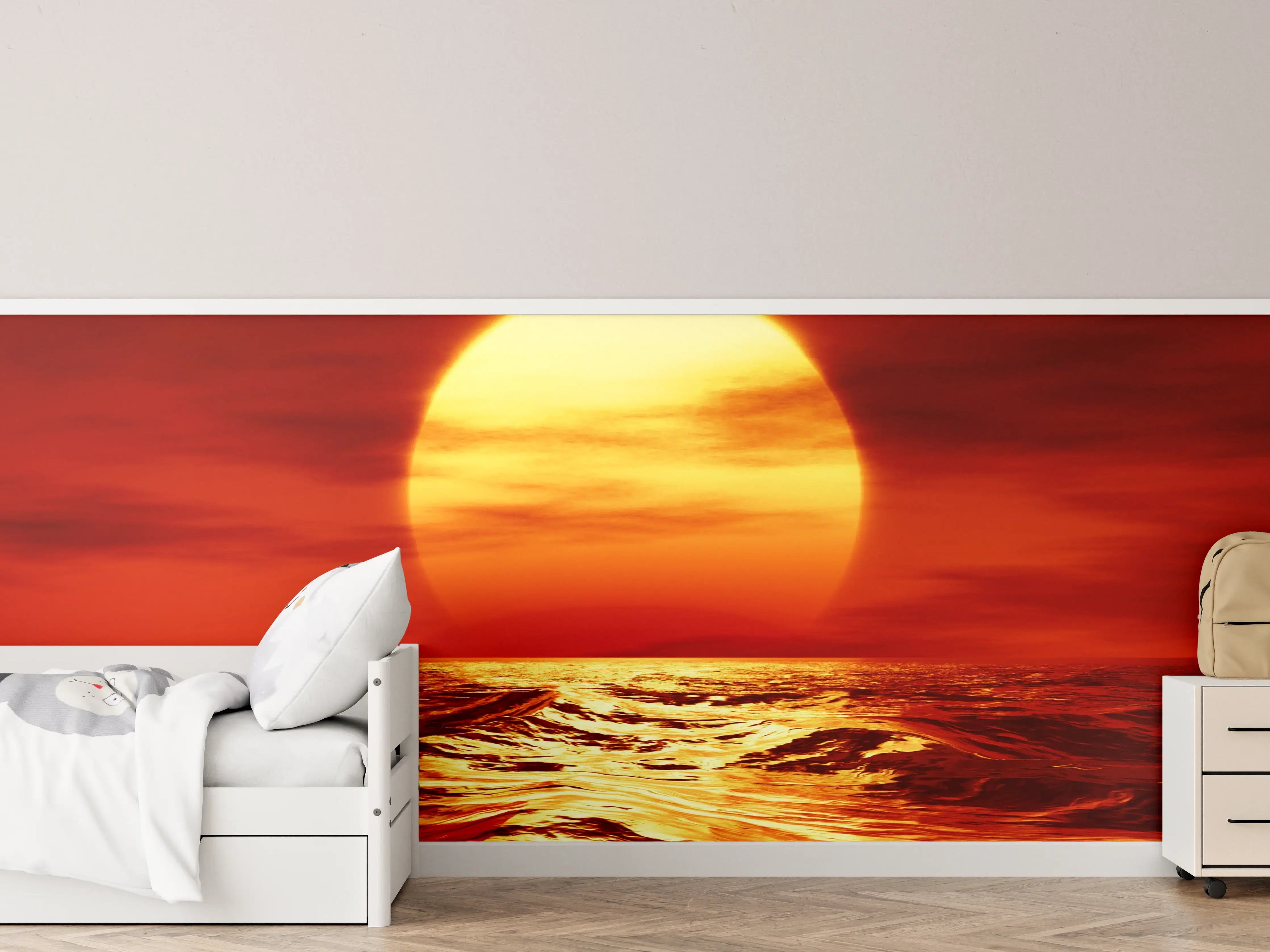 Kinderzimmer Wandgestaltung - Leuchtende Sonnenuntergangsszene