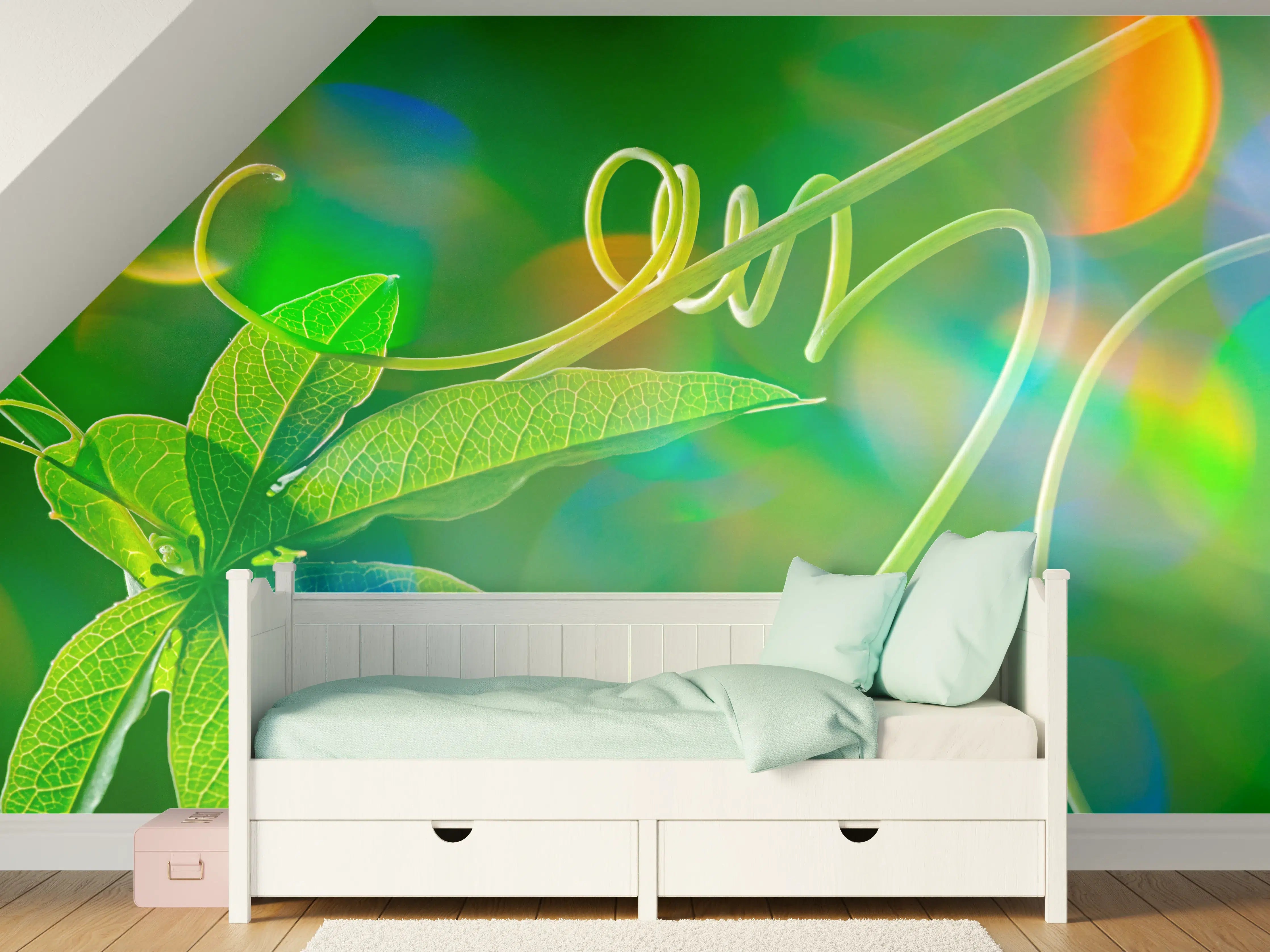 Kinderzimmer Wandgestaltung - Leuchtendes Grün auf Dunkel