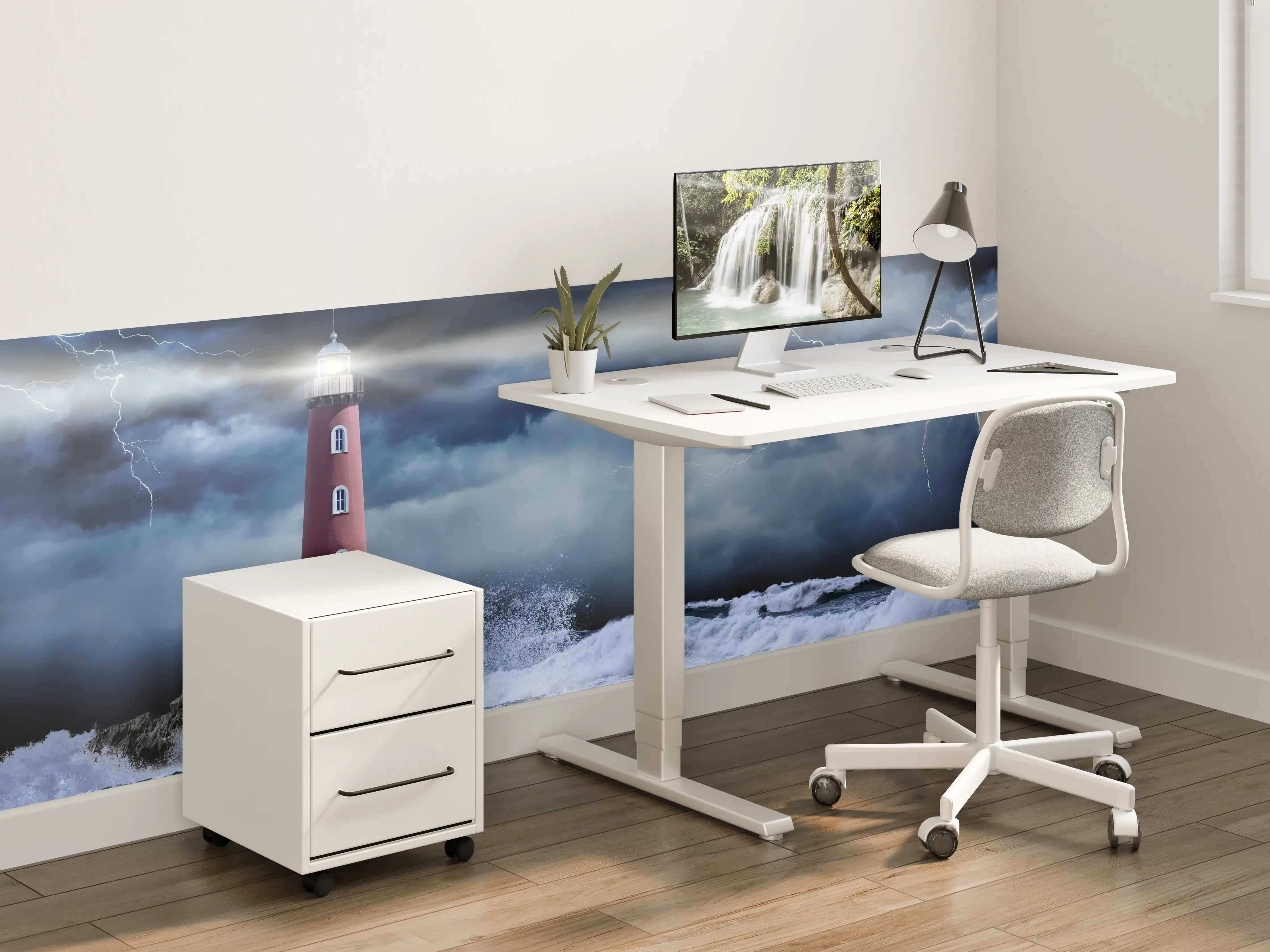 Kinderzimmer Wandgestaltung - Leuchtturm Stürmisch