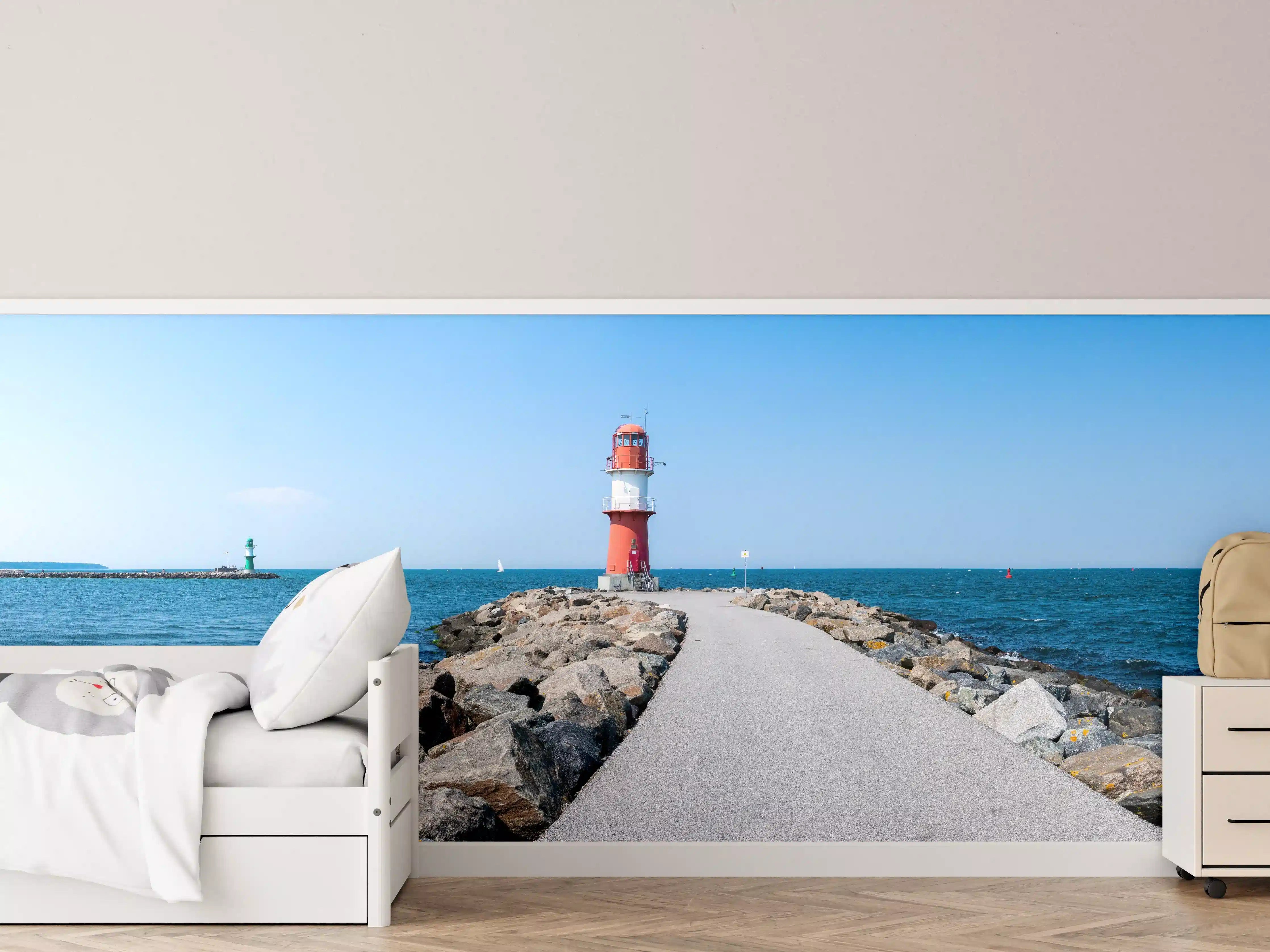 Kinderzimmer Wandgestaltung - Leuchtturm am Meer