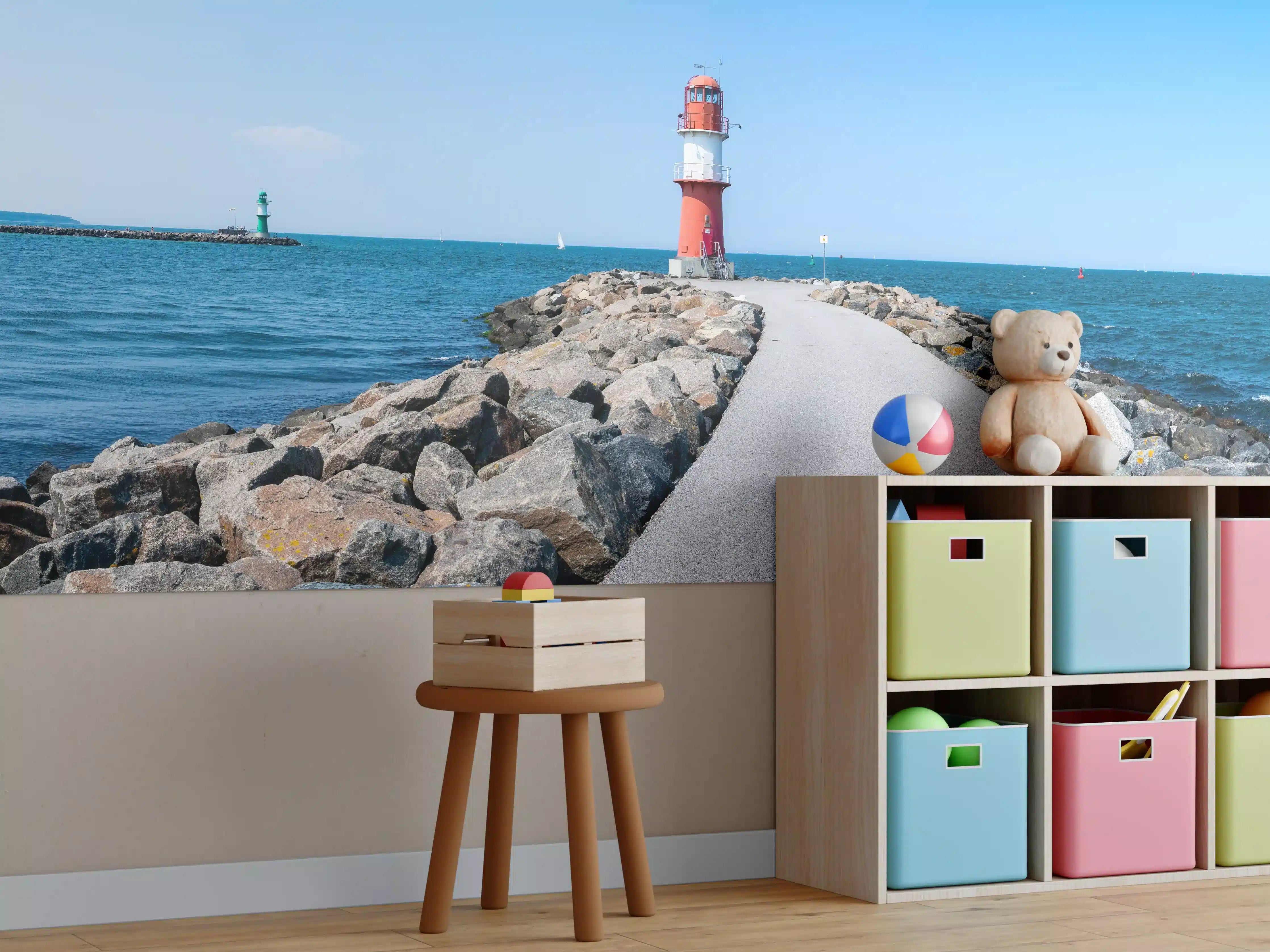 Kinderzimmer Wandgestaltung - Leuchtturm am Meer