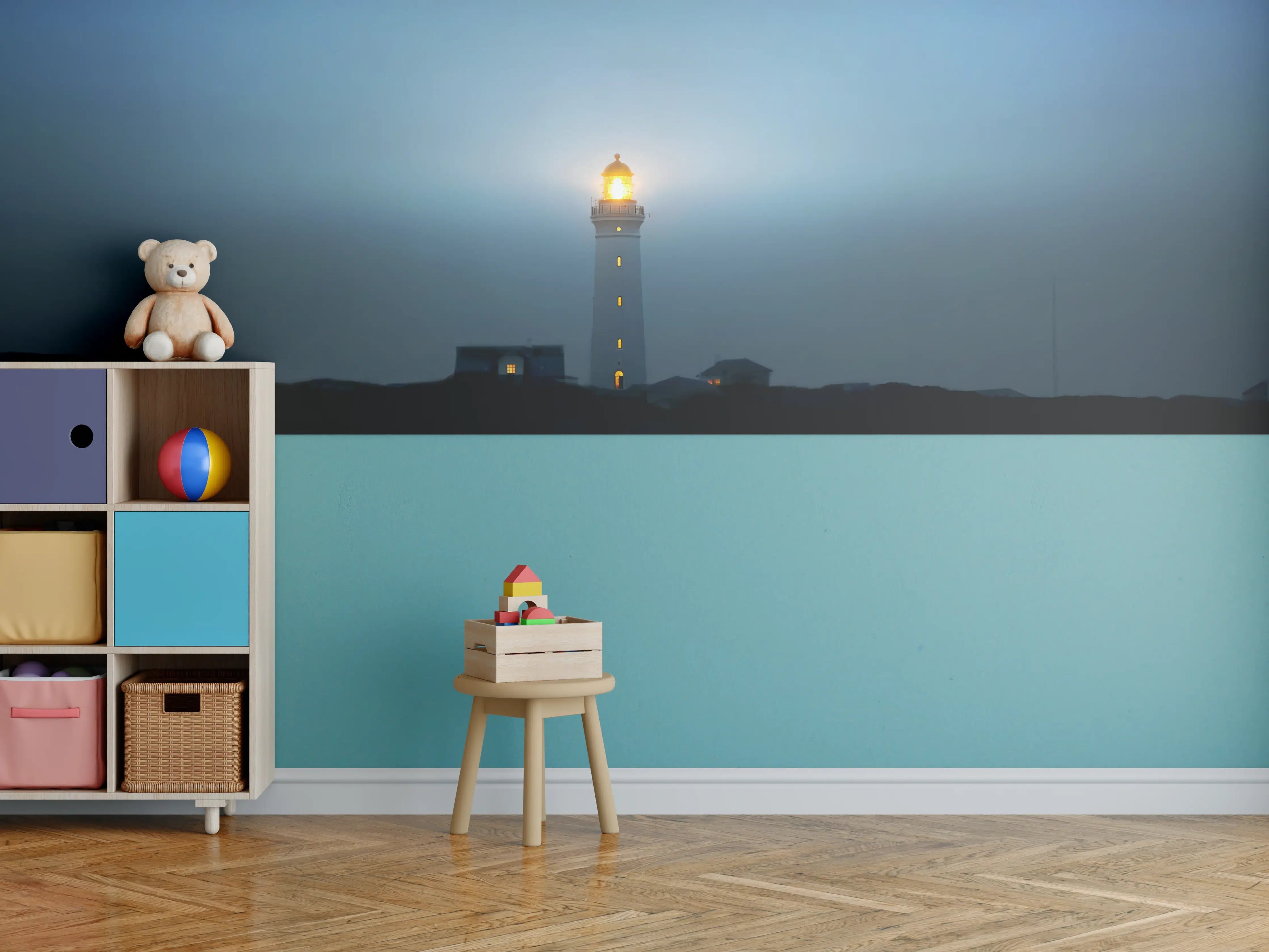 Kinderzimmer Wandgestaltung - Leuchtturm im dunkeln