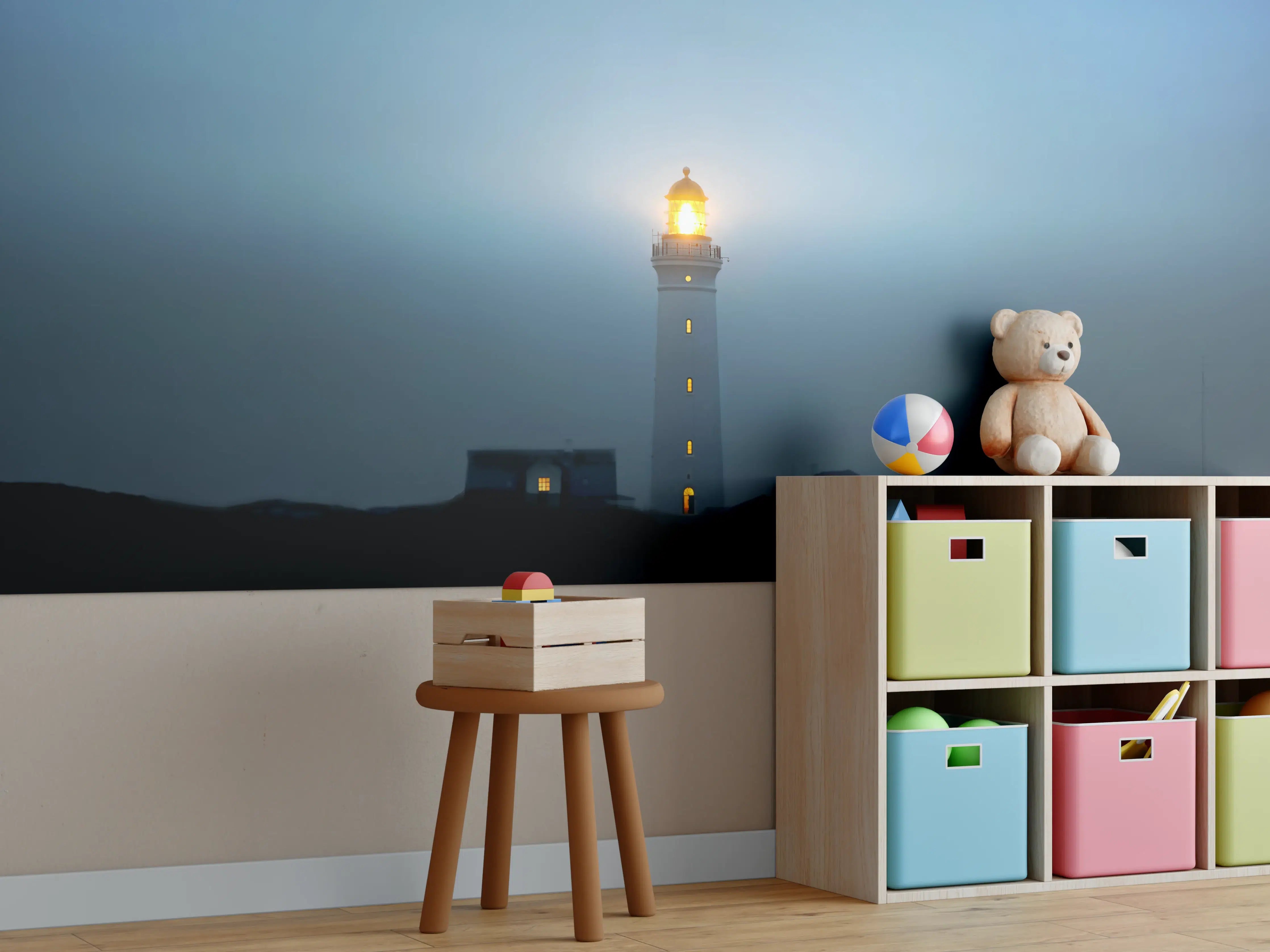 Kinderzimmer Wandgestaltung - Leuchtturm im dunkeln