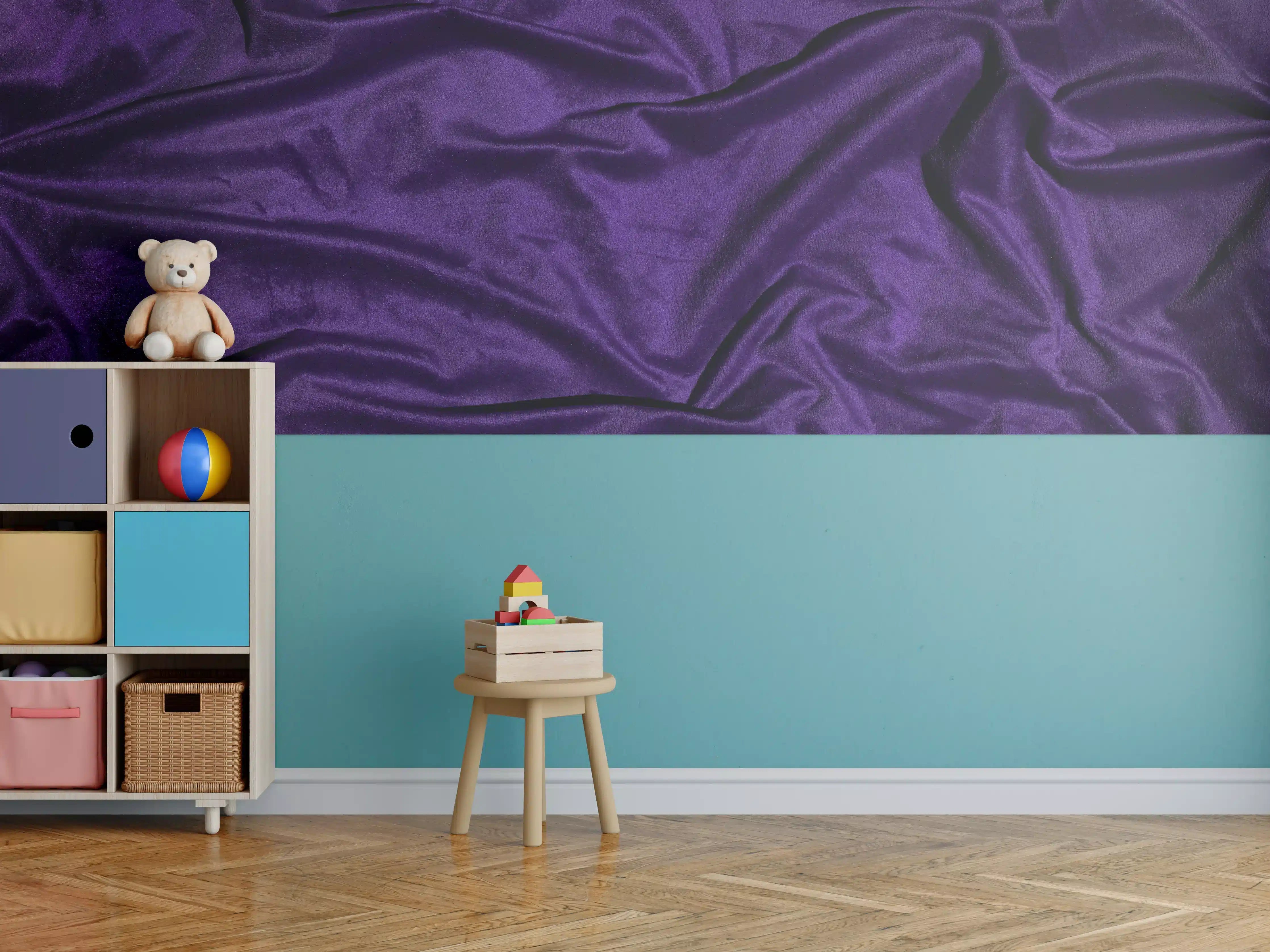 Kinderzimmer Wandgestaltung - Lila Satin Seide