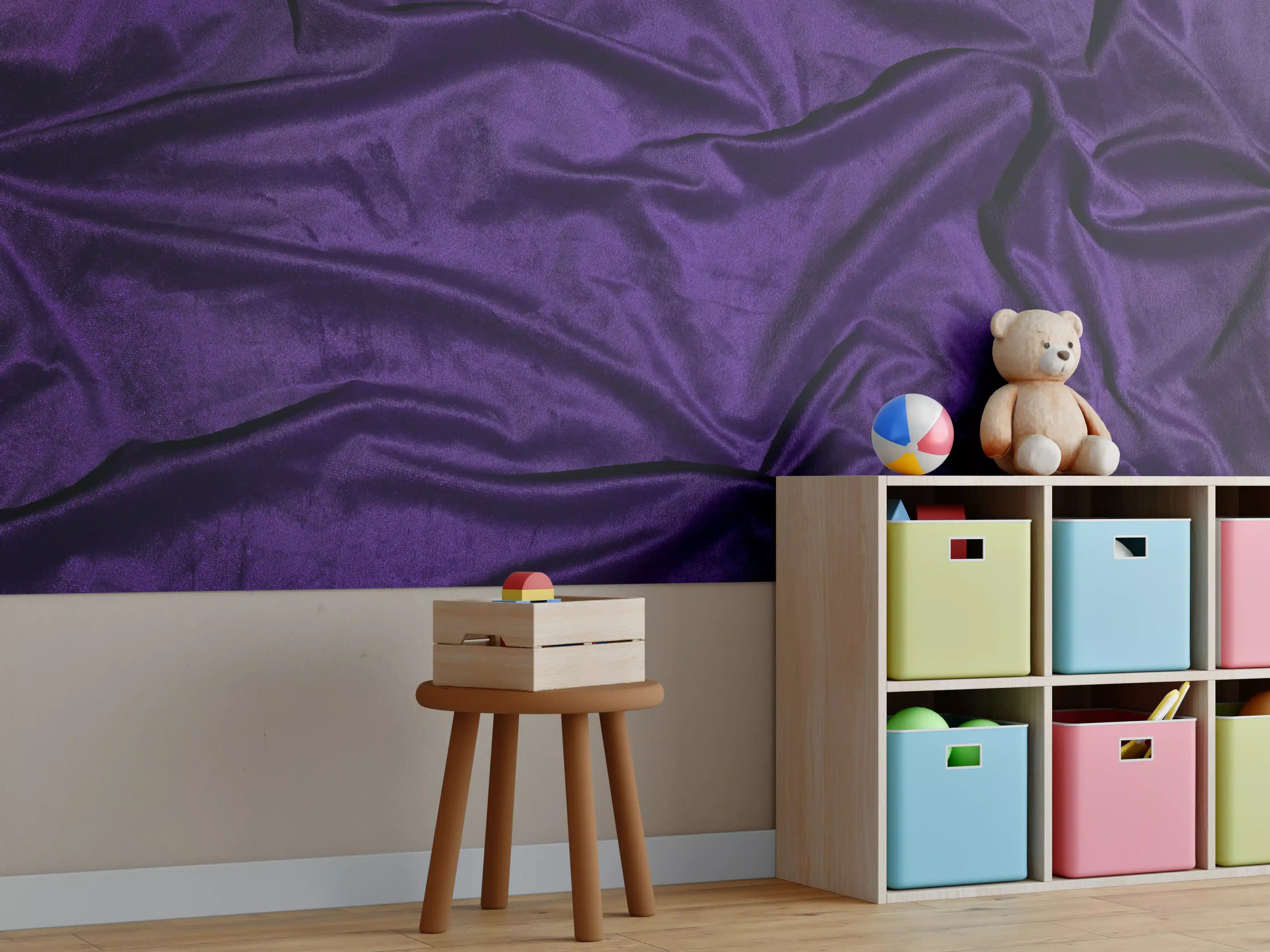 Kinderzimmer Wandgestaltung - Lila Satin Seide