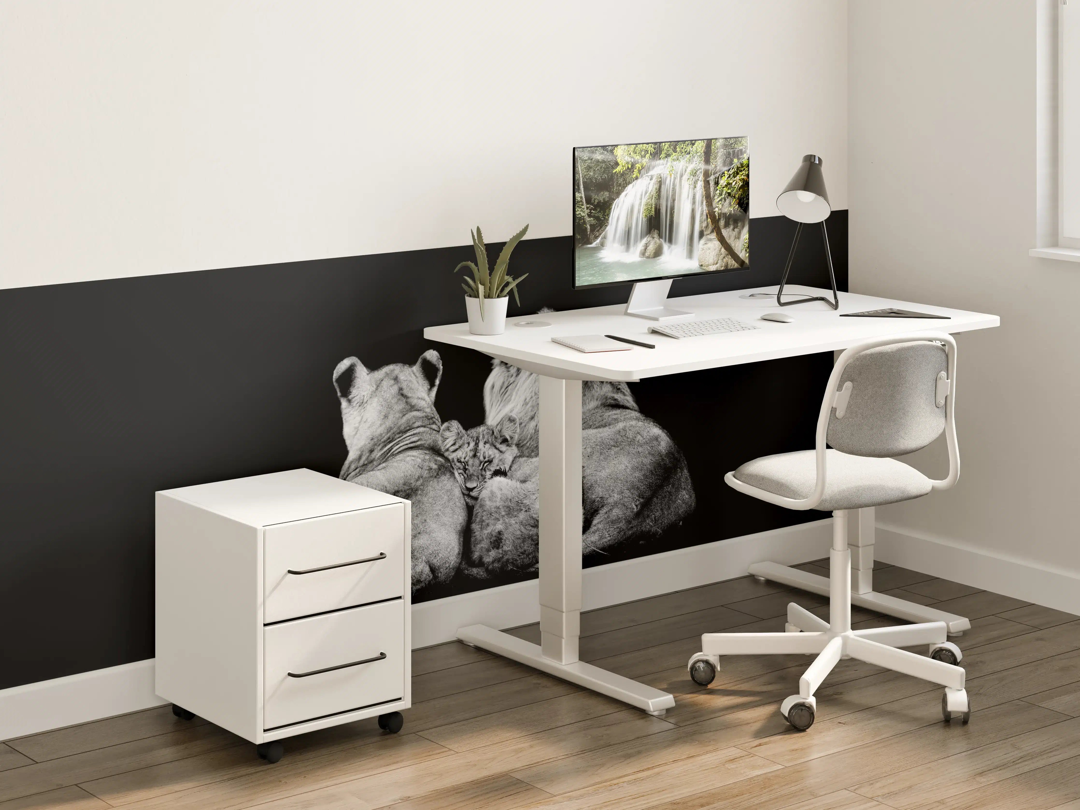 Kinderzimmer Wandgestaltung - Löwenfamilie liegend mit schwarzem Hintergrund