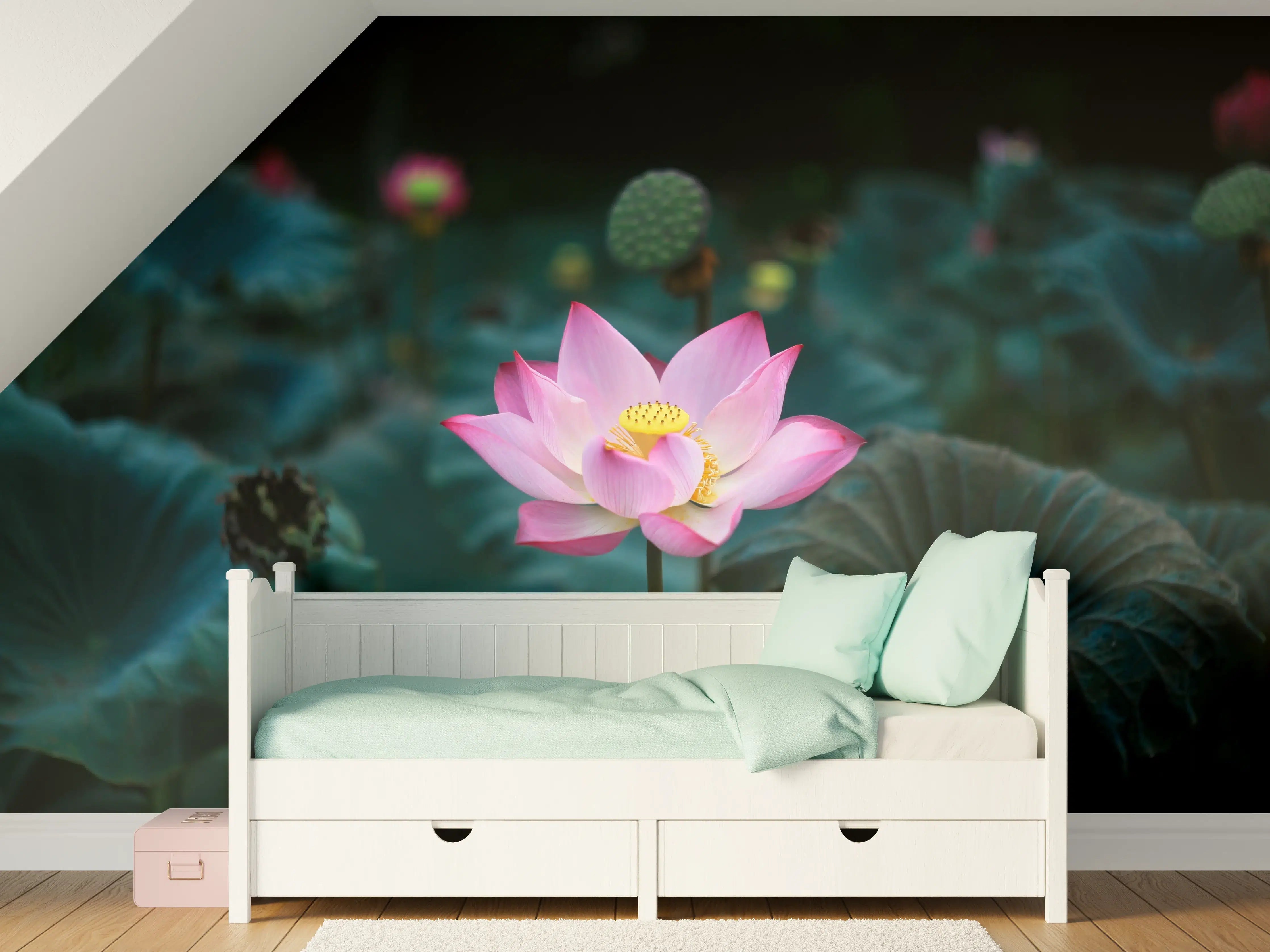 Kinderzimmer Wandgestaltung - Lotosblume im Garten