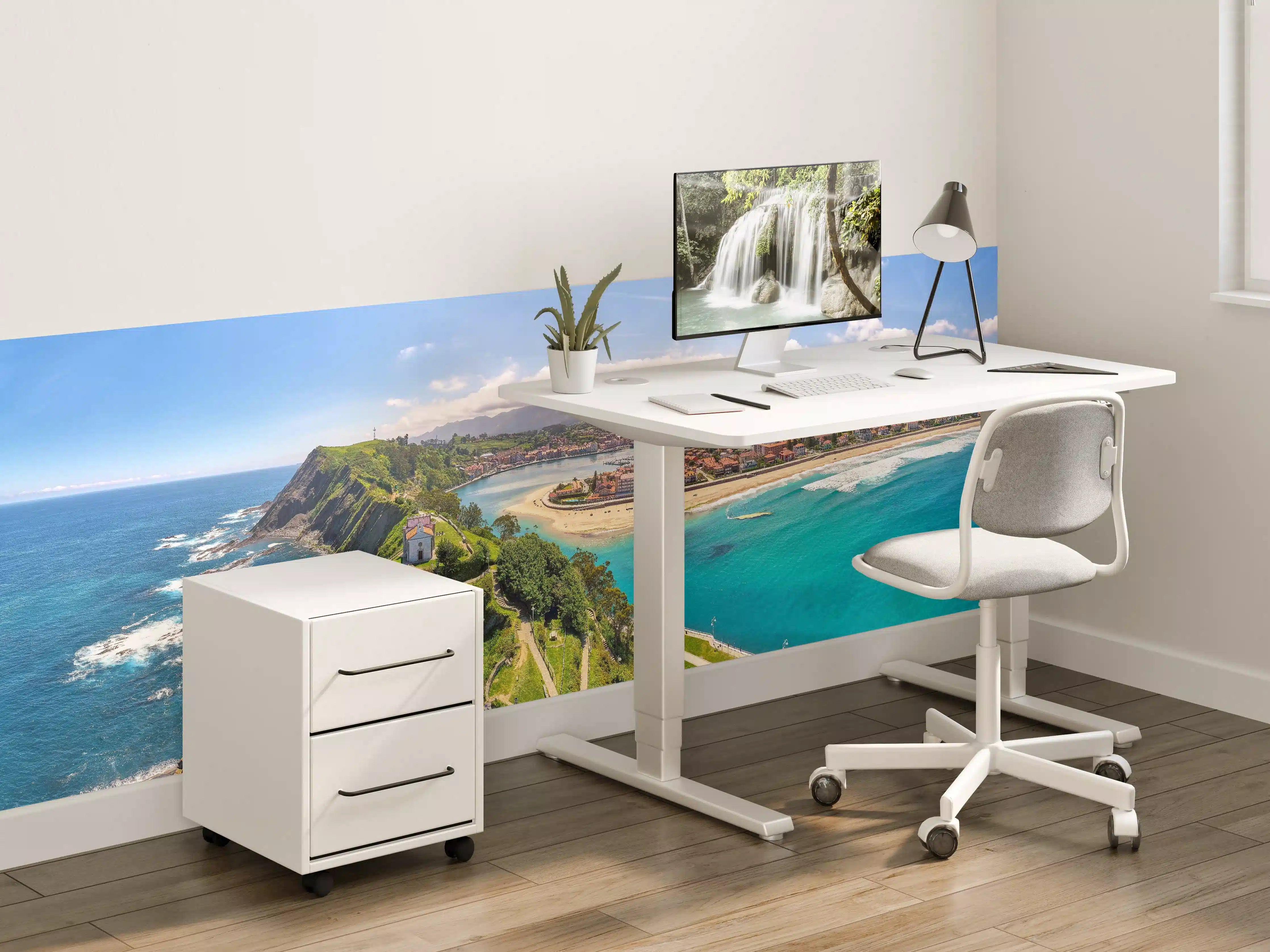 Kinderzimmer Wandgestaltung - Luftaufnahme Ribadesella-Kirche  - Spanien