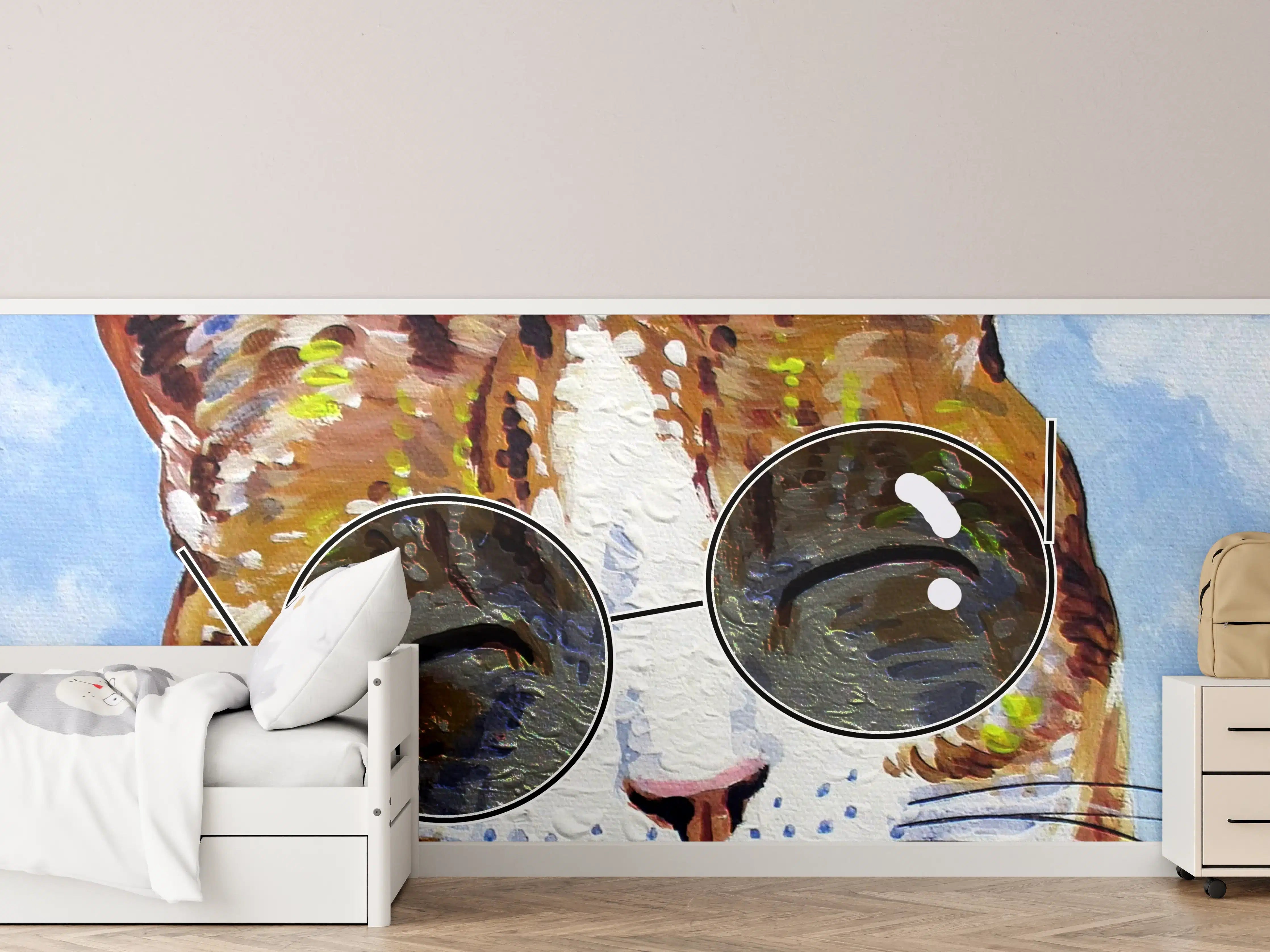 Kinderzimmer Wandgestaltung - Lustiger Katzen-Porträt mit Sonnenbrille
