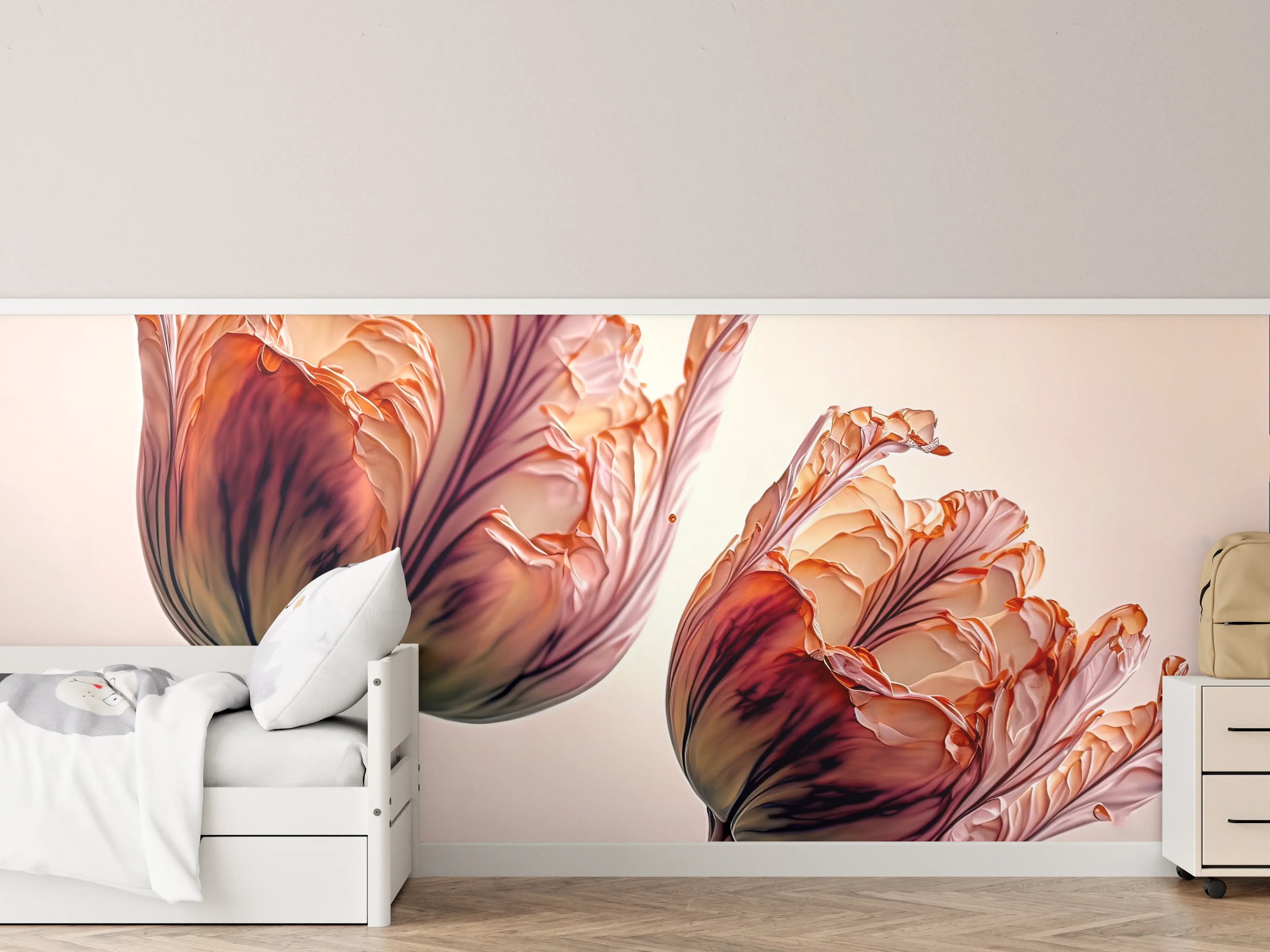 Kinderzimmer Wandgestaltung - Luxuriöse Abstrakte Tulpen Kunst