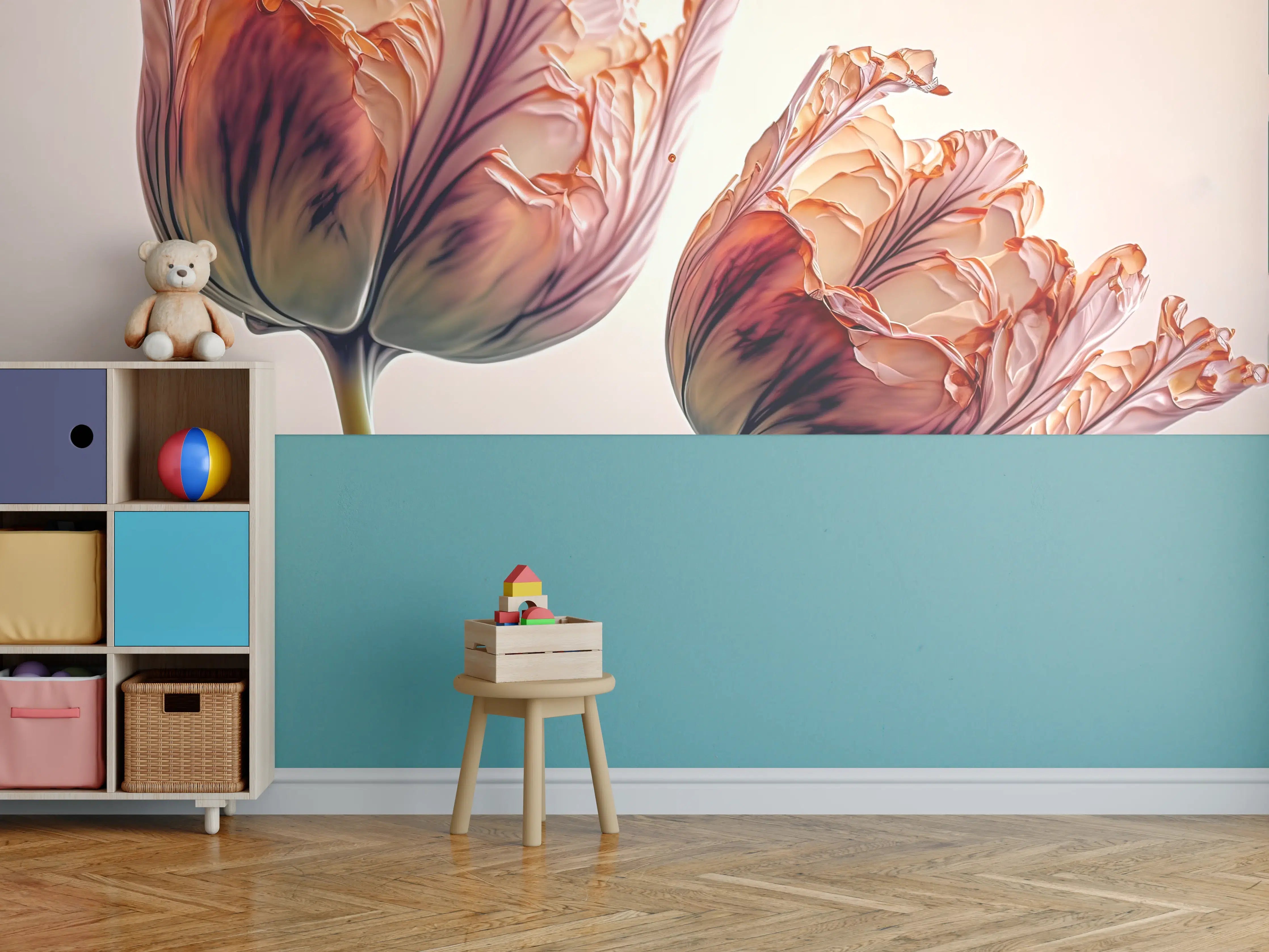 Kinderzimmer Wandgestaltung - Luxuriöse Abstrakte Tulpen Kunst