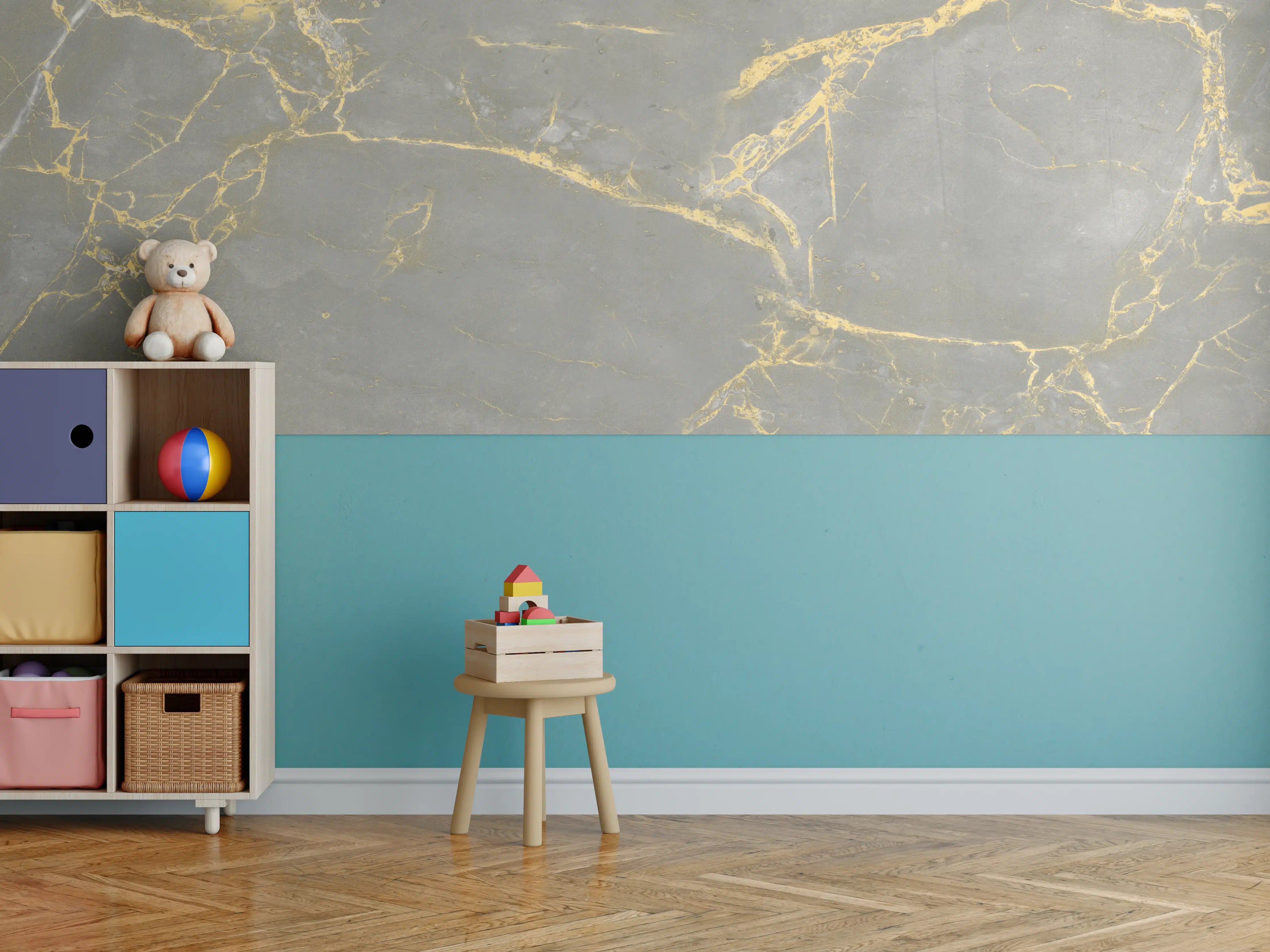 Kinderzimmer Wandgestaltung - Luxuriöse Goldmarmor-Textur