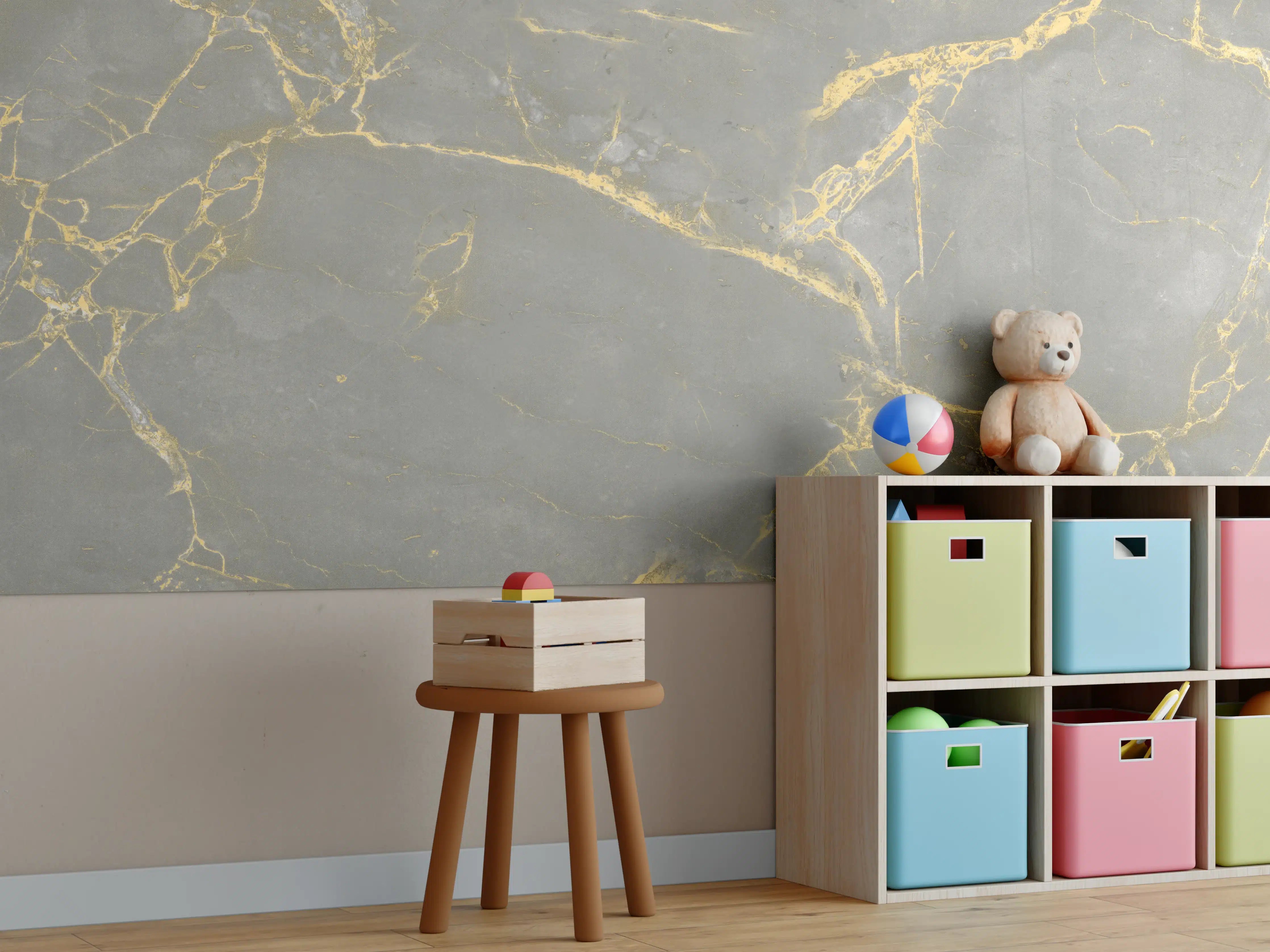 Kinderzimmer Wandgestaltung - Luxuriöse Goldmarmor-Textur