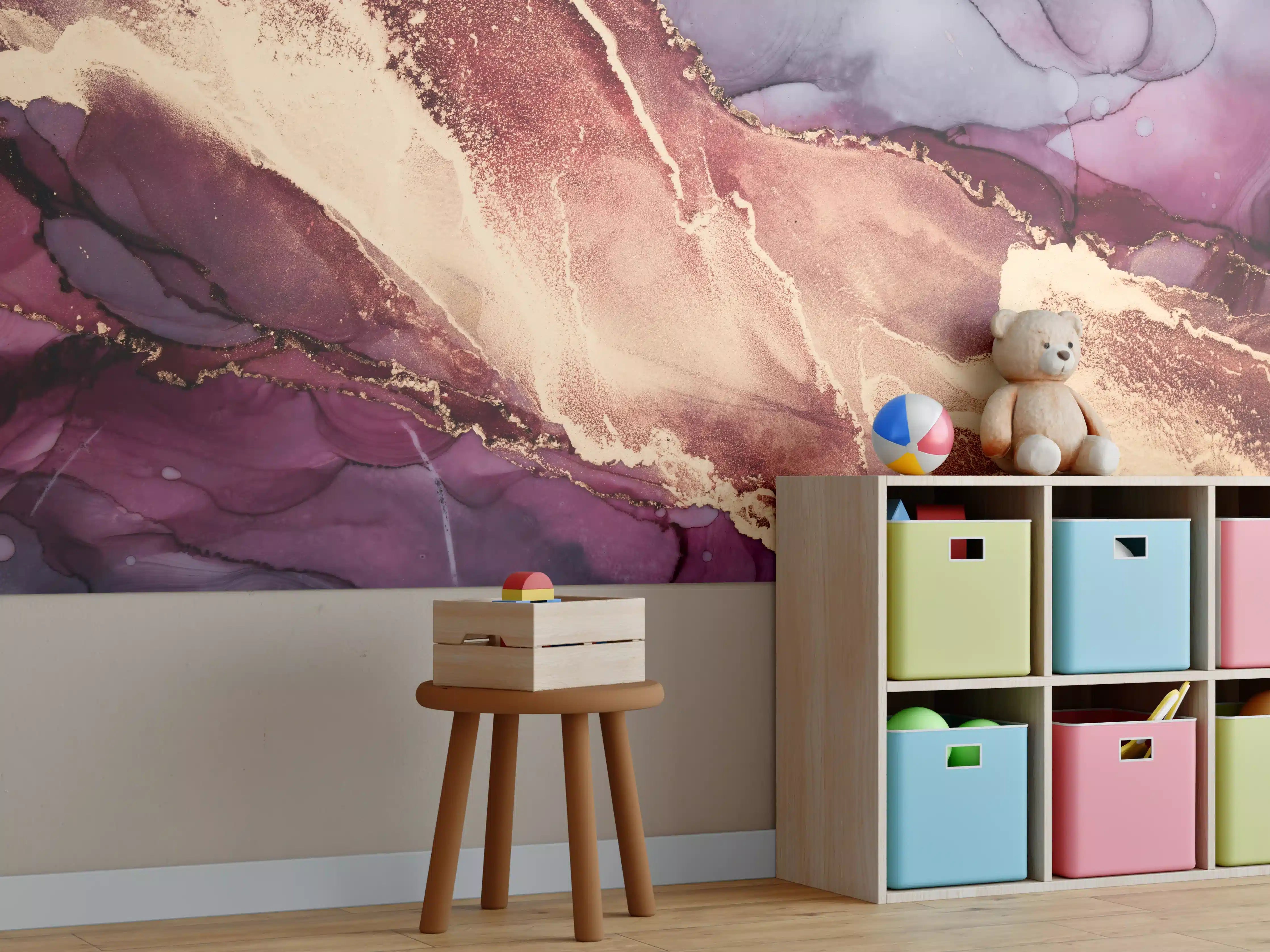 Kinderzimmer Wandgestaltung - Luxuriöser Hintergrund - Alkoholtuschetechnik