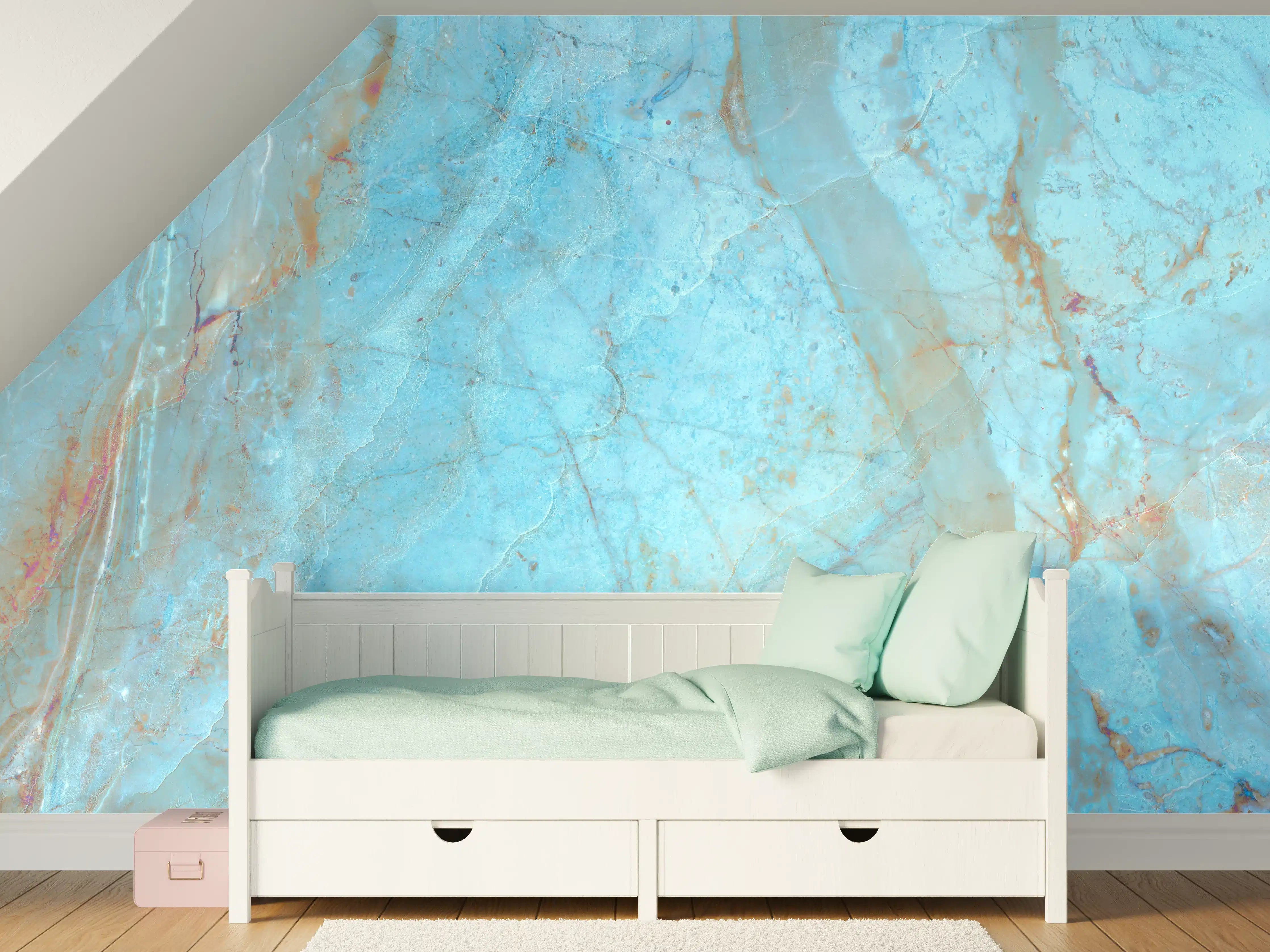 Kinderzimmer Wandgestaltung - Luxuriöser Onyxmarmor in Aqua Tone
