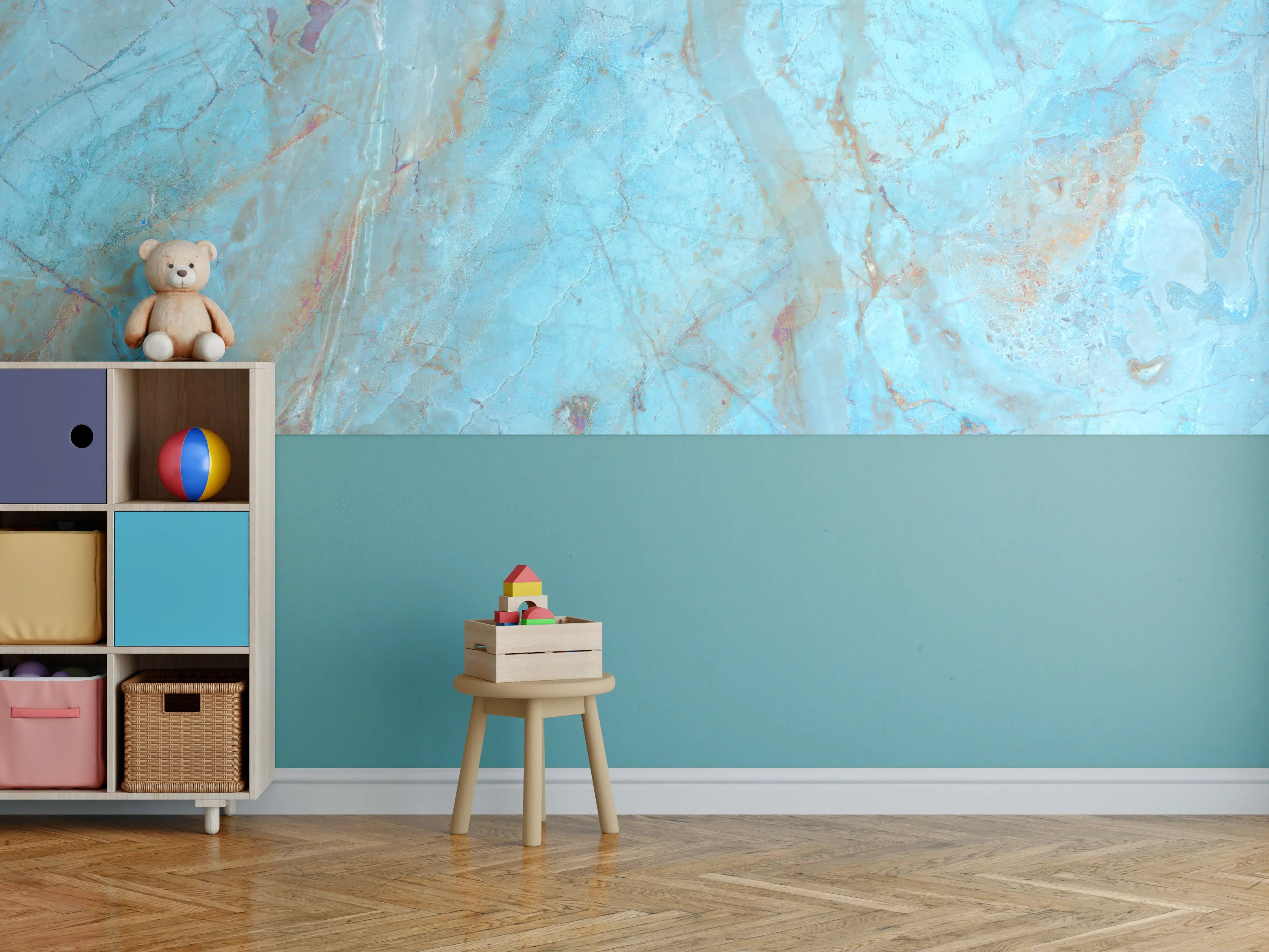 Kinderzimmer Wandgestaltung - Luxuriöser Onyxmarmor in Aqua Tone