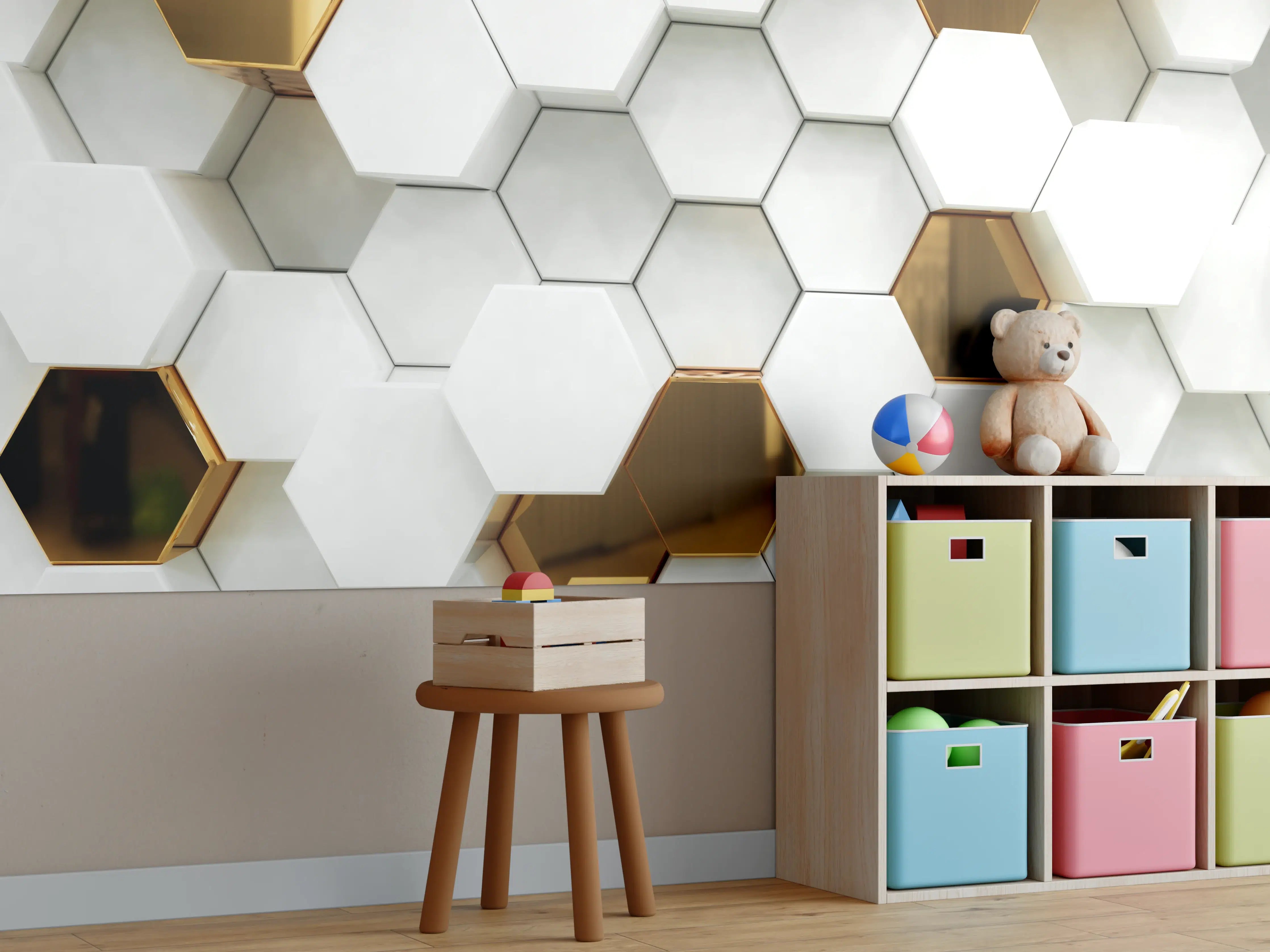 Kinderzimmer Wandgestaltung - Luxuriöses Sechseck Muster