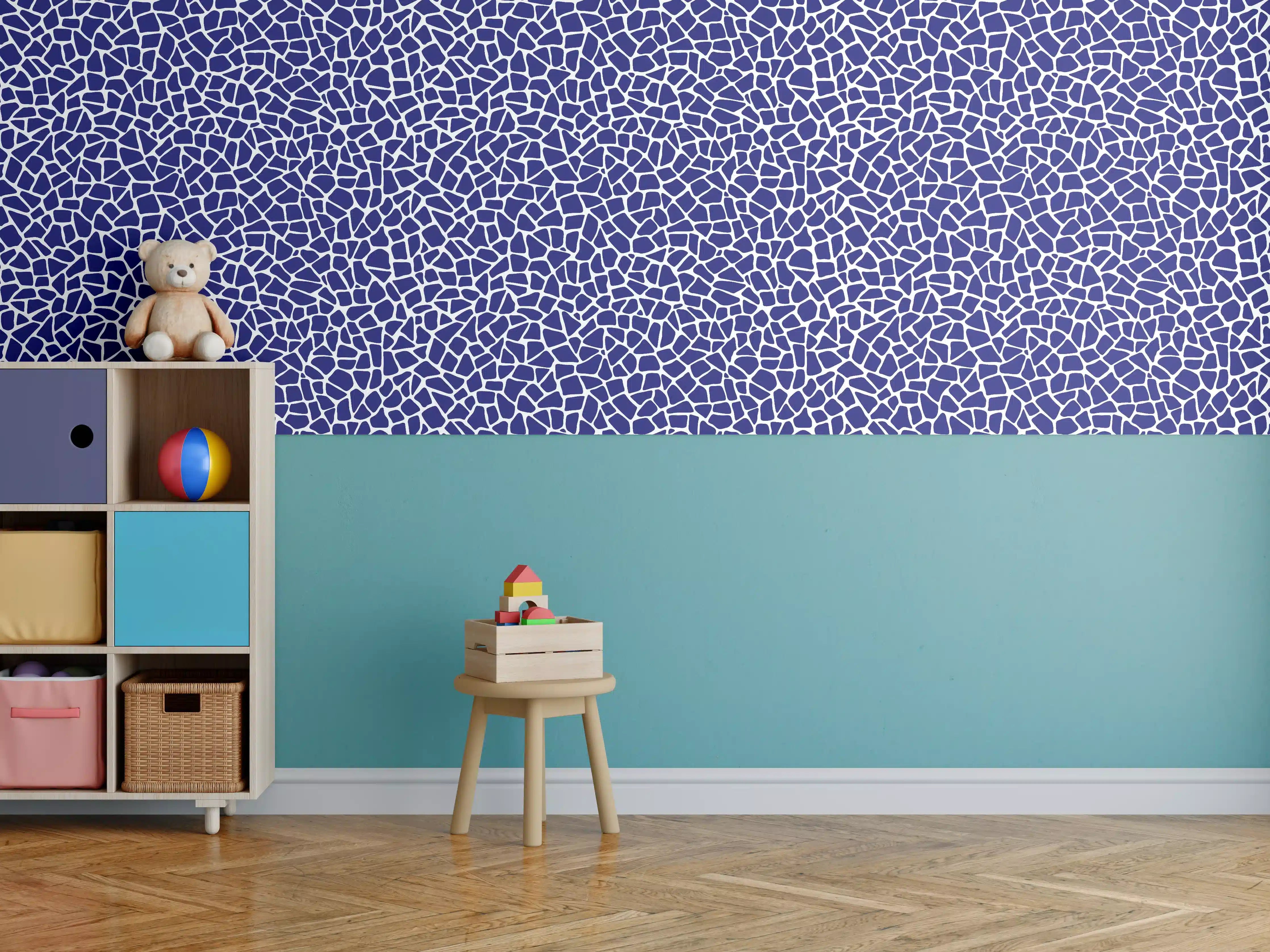 Kinderzimmer Wandgestaltung - Luxus-Blau-Grau-Mosaikfliese