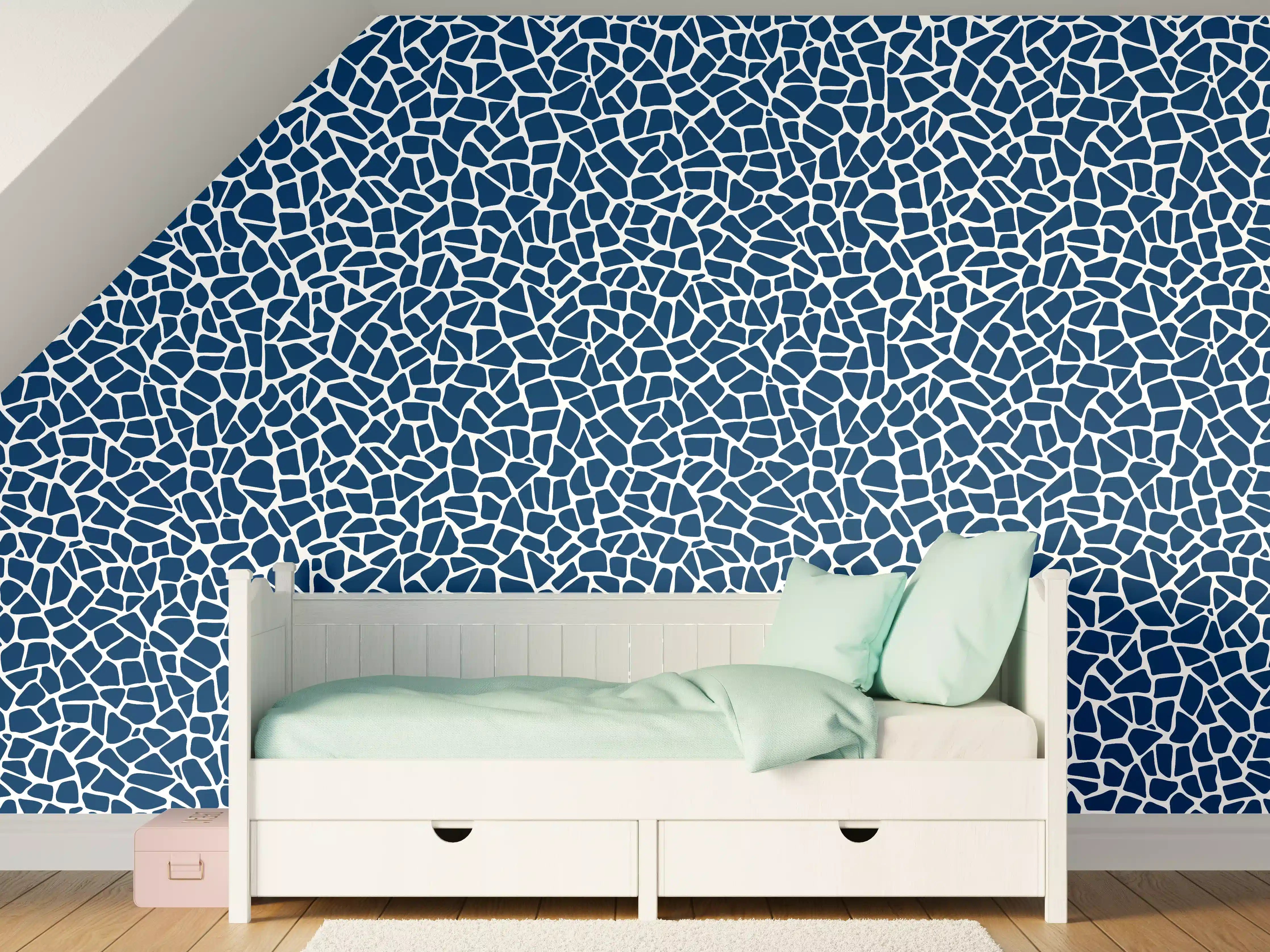 Kinderzimmer Wandgestaltung - Luxus-Blau-Mosaik-Tapete