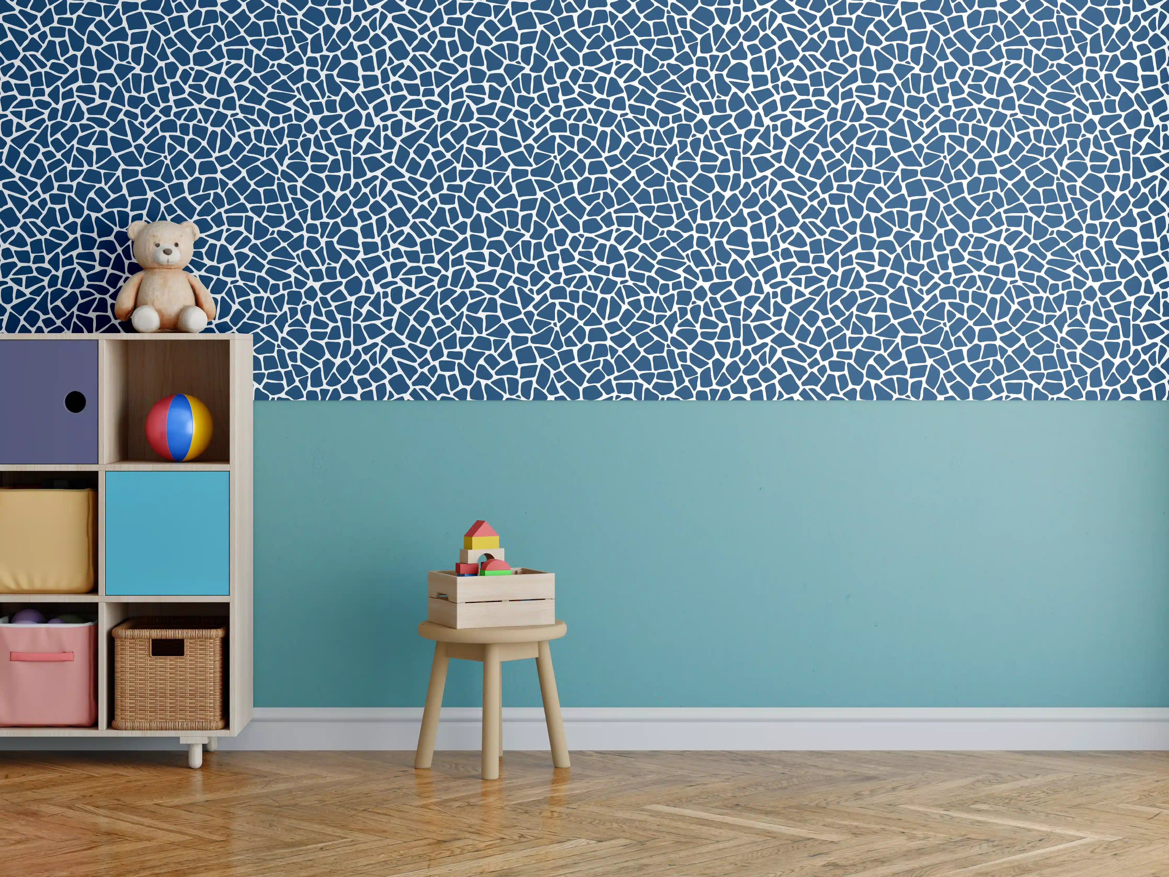 Kinderzimmer Wandgestaltung - Luxus-Blau-Mosaik-Tapete