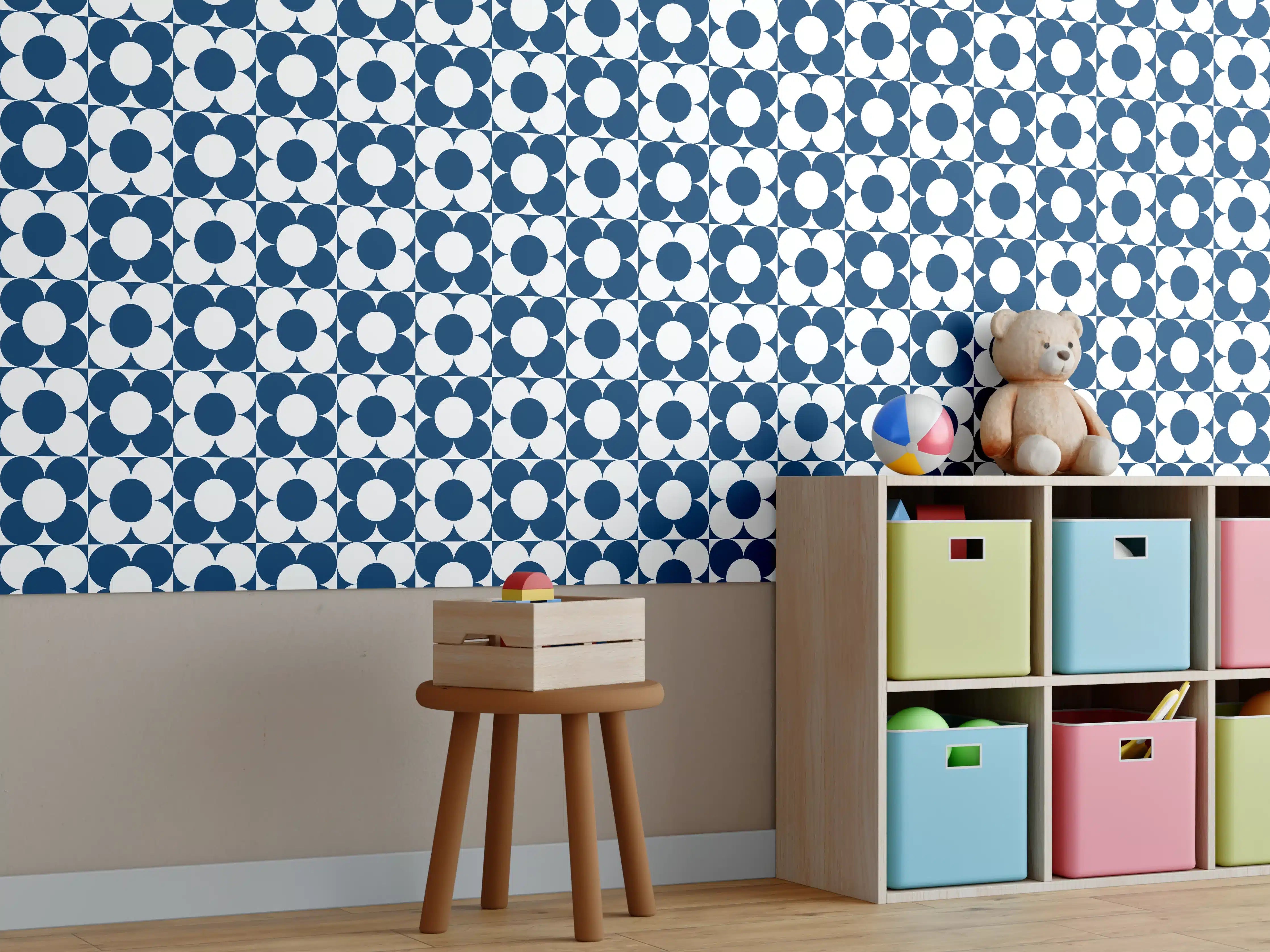 Kinderzimmer Wandgestaltung - Luxus-Blauton-Wandgestaltung