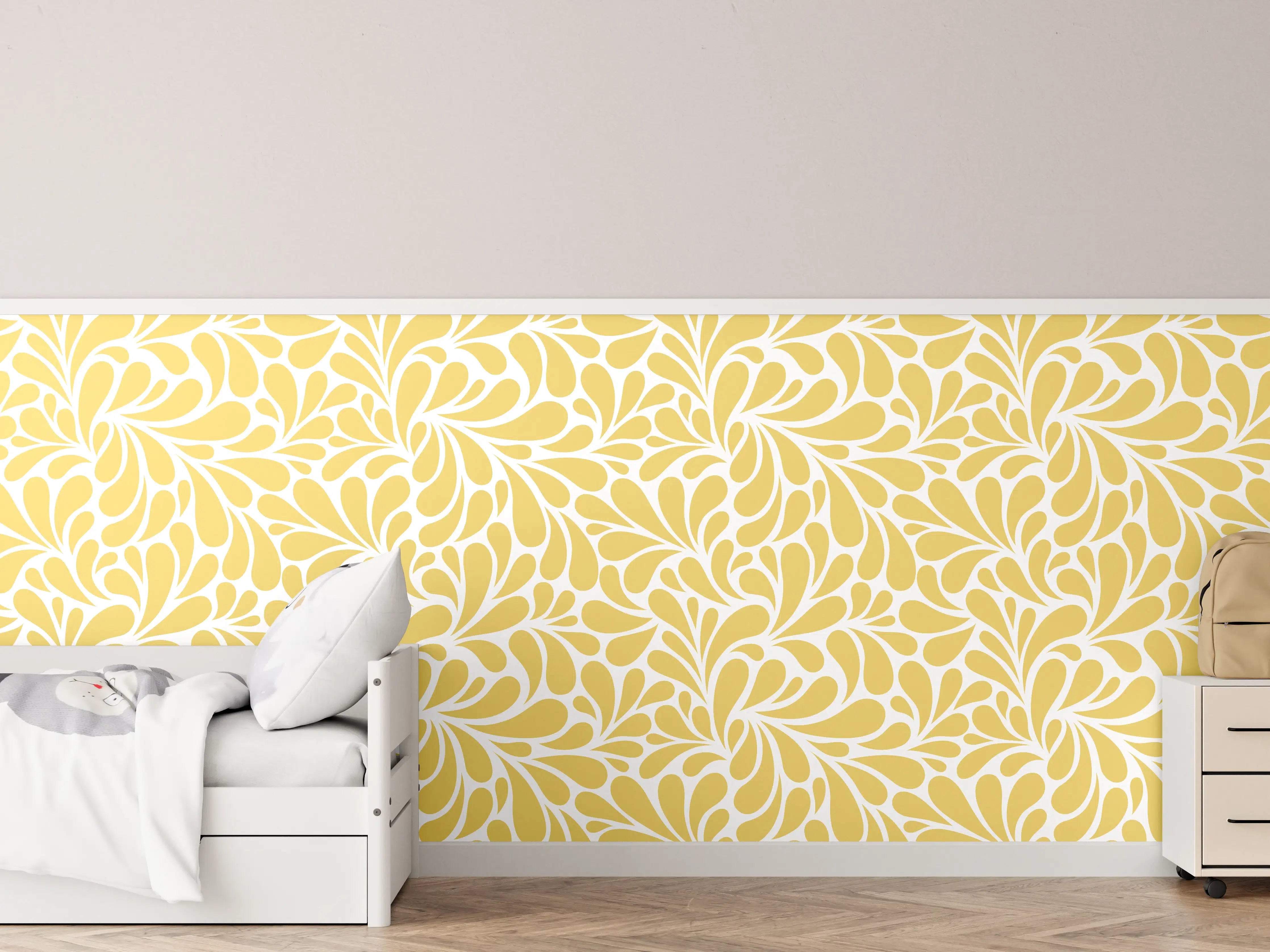 Kinderzimmer Wandgestaltung - Luxus-Gelb-Weiß-Muster