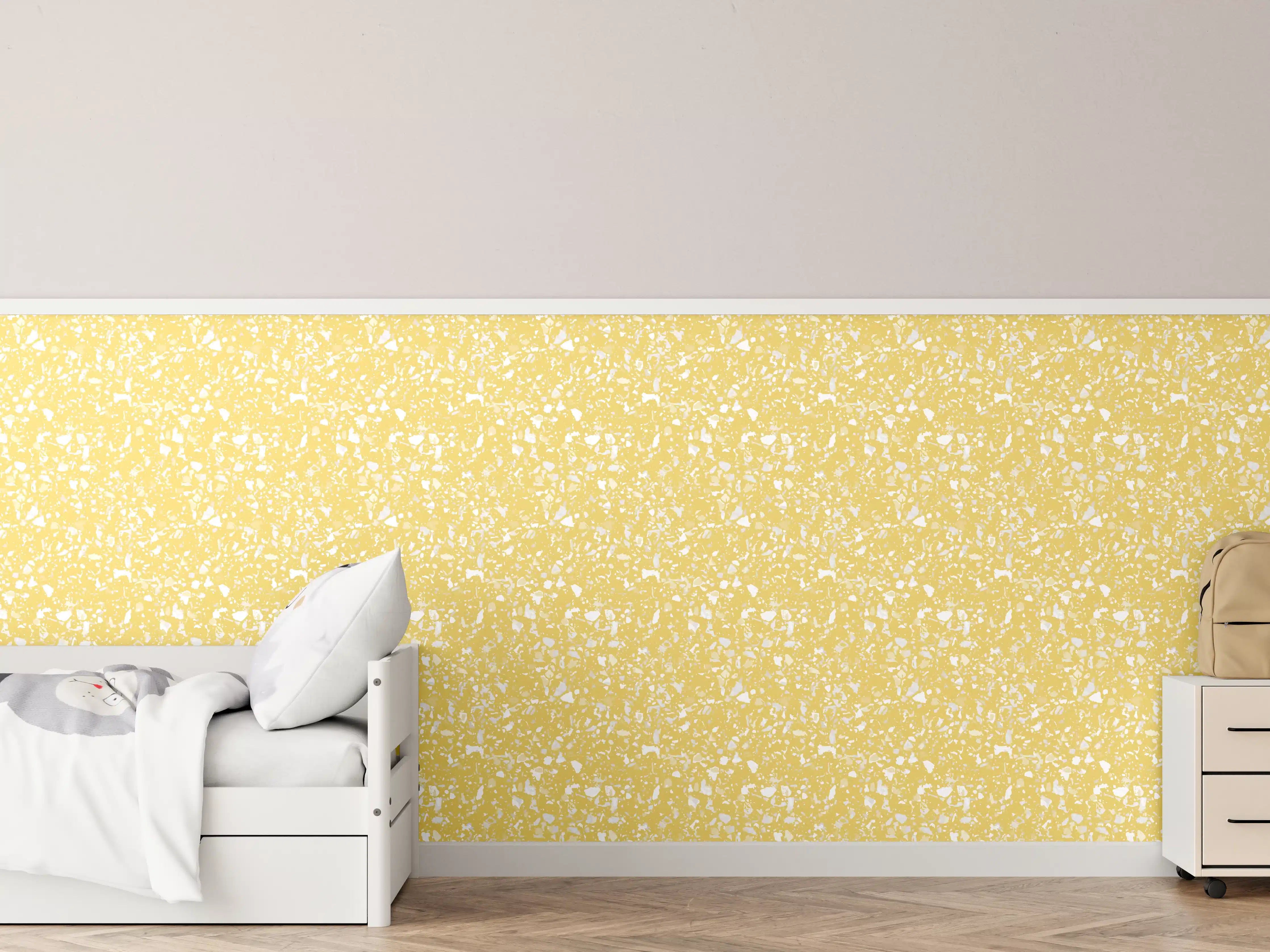 Kinderzimmer Wandgestaltung - Luxus-Graue Marmortextur mit Goldakzenten