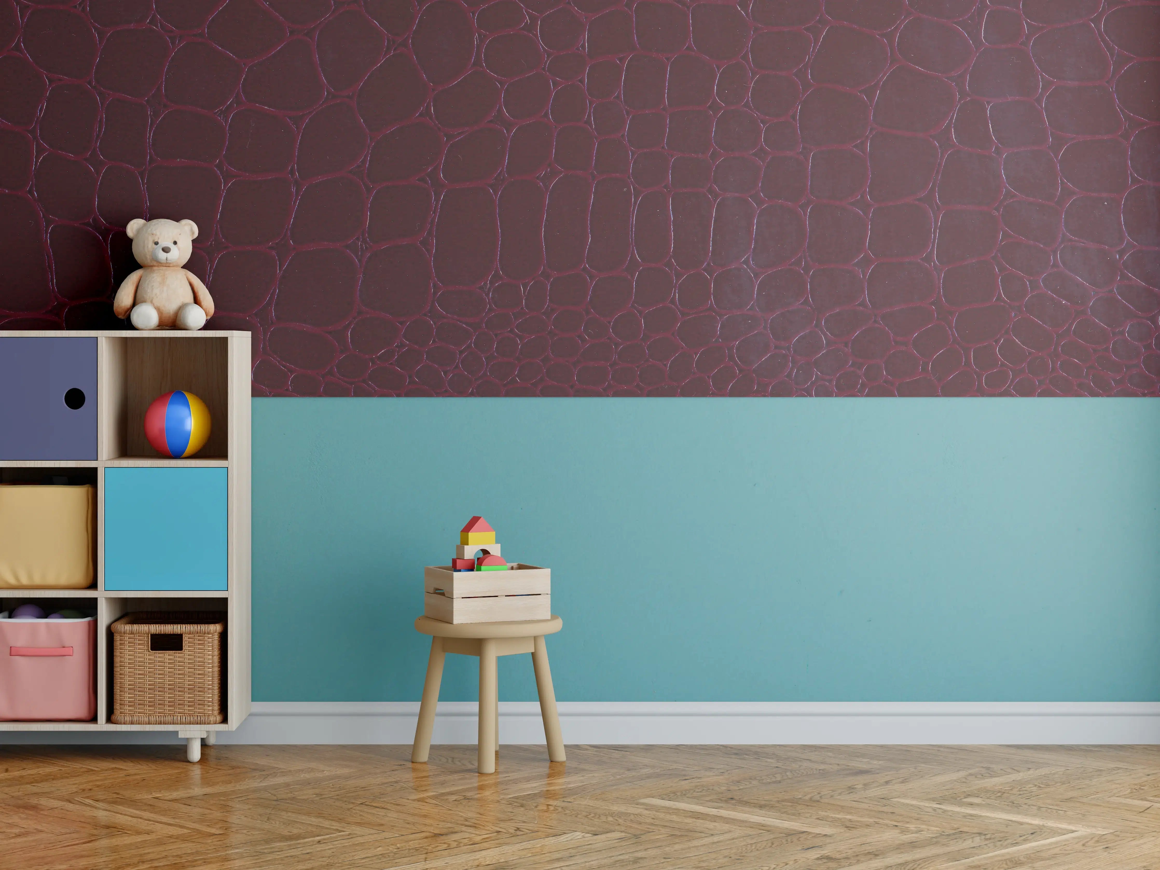 Kinderzimmer Wandgestaltung - Luxus Krokodillederimitat Rot