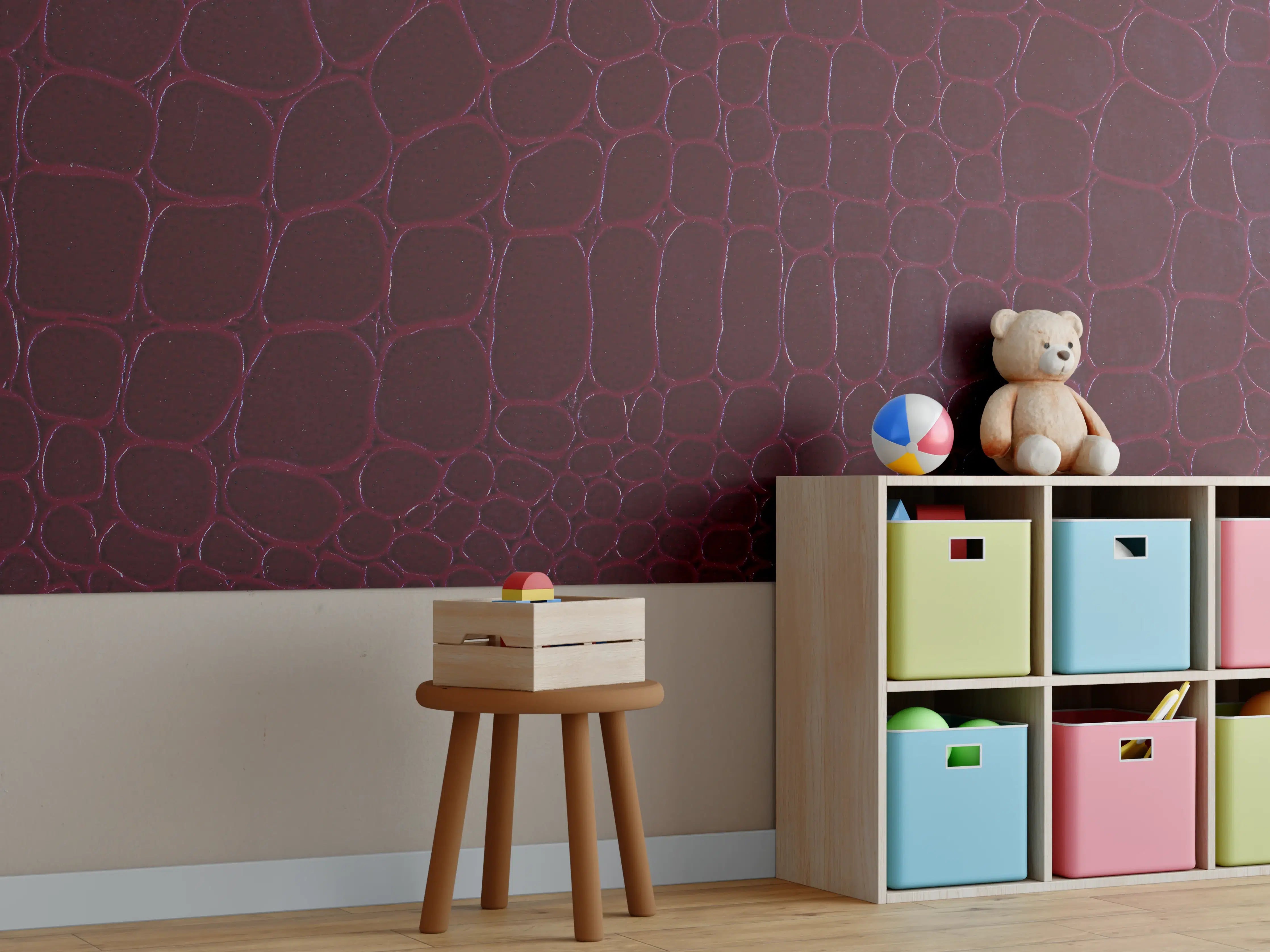 Kinderzimmer Wandgestaltung - Luxus Krokodillederimitat Rot