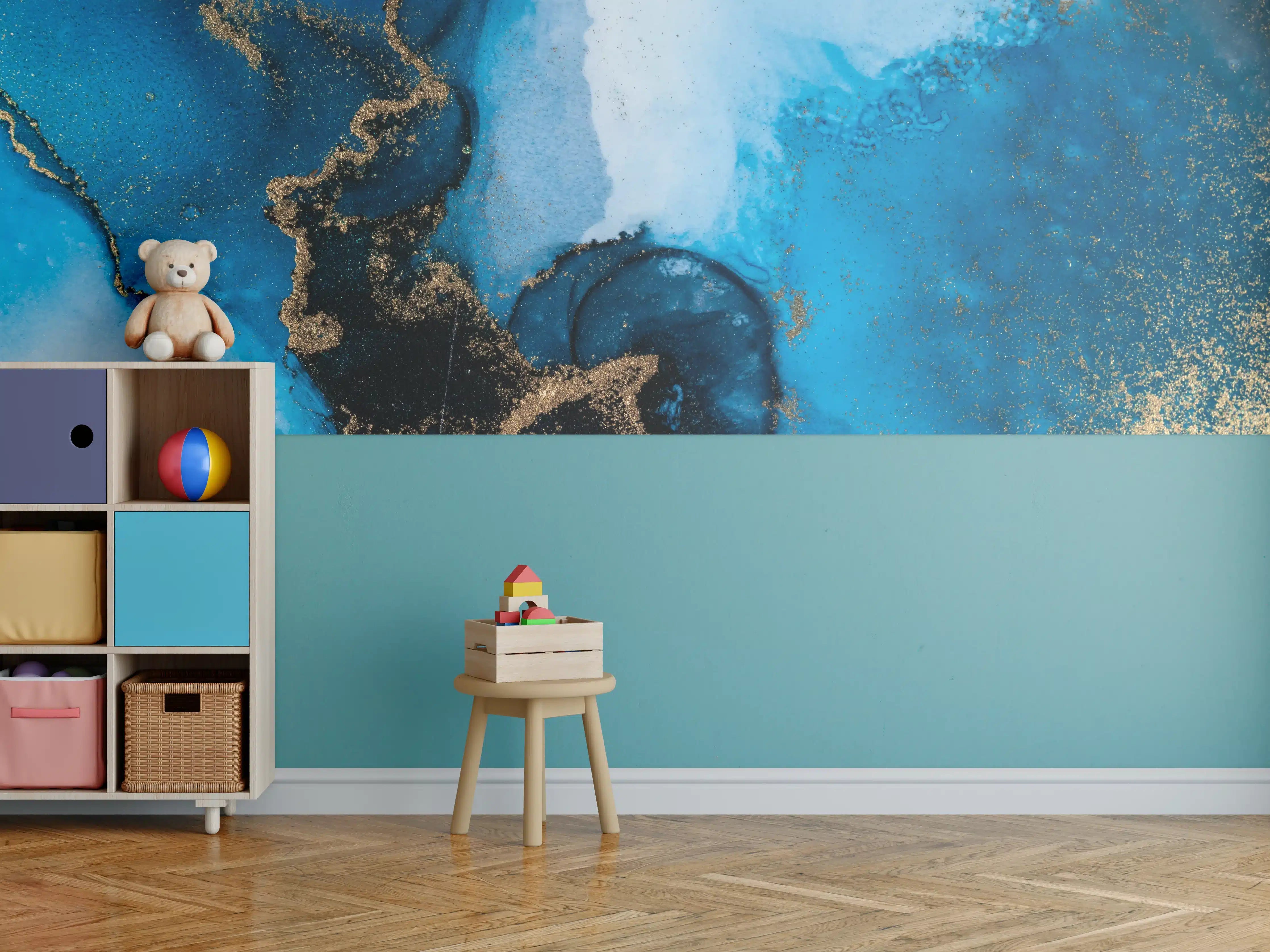 Kinderzimmer Wandgestaltung - Luxus Marmor Textur - Flüssigmalerei