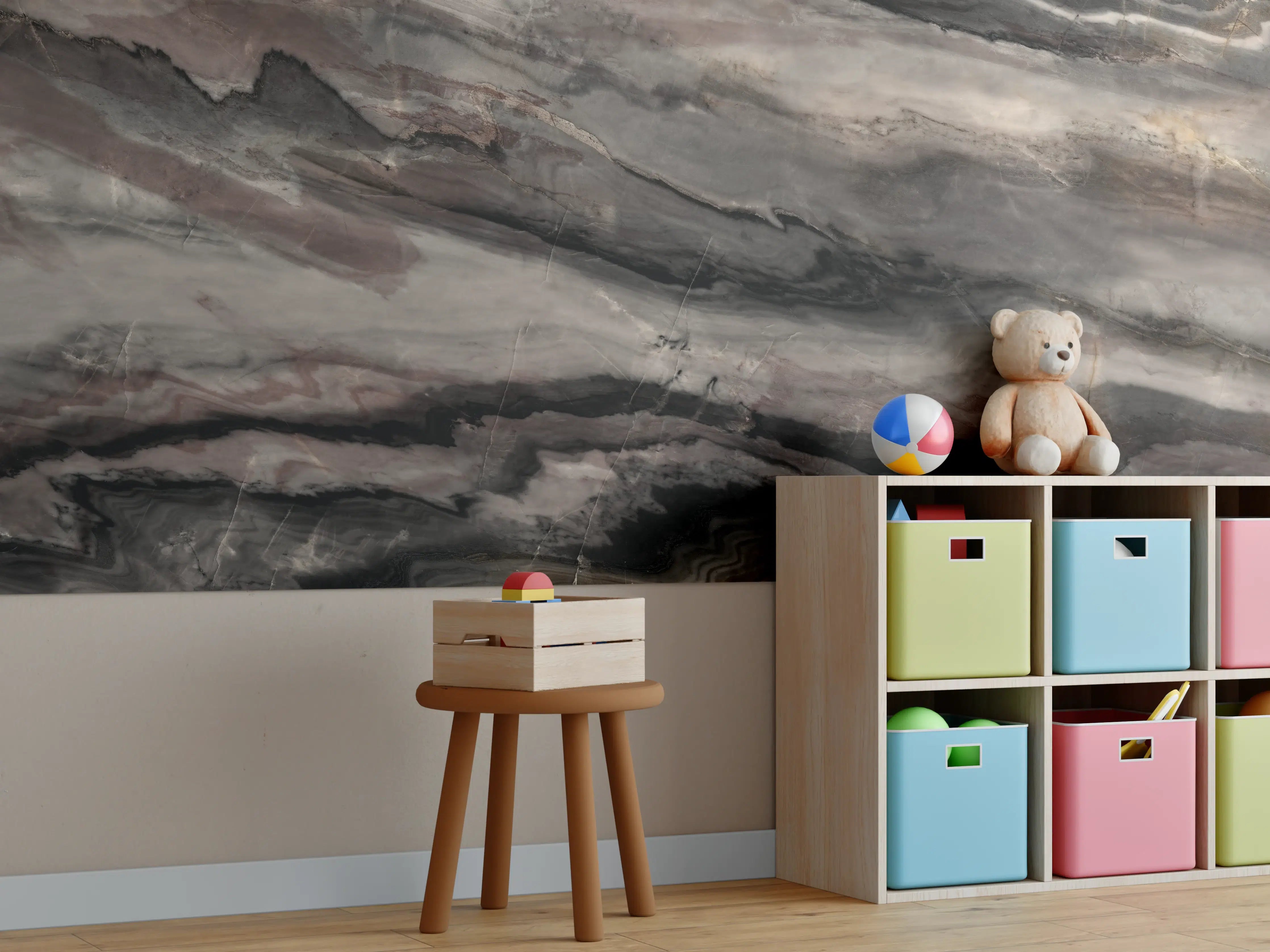 Kinderzimmer Wandgestaltung - Luxus-Optik mit natürlicher Marmor-Textur