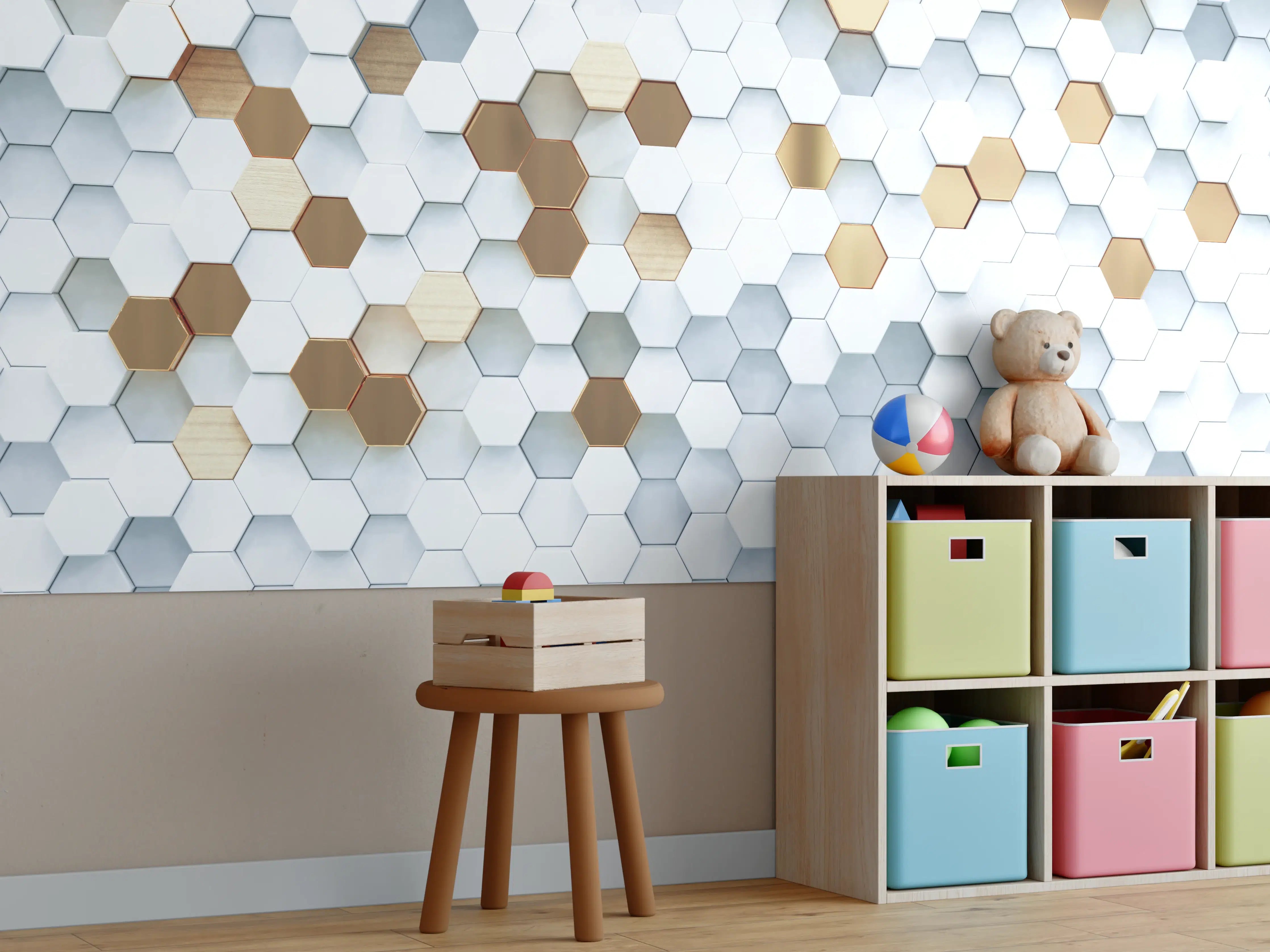 Kinderzimmer Wandgestaltung - Luxus Sechseck Muster