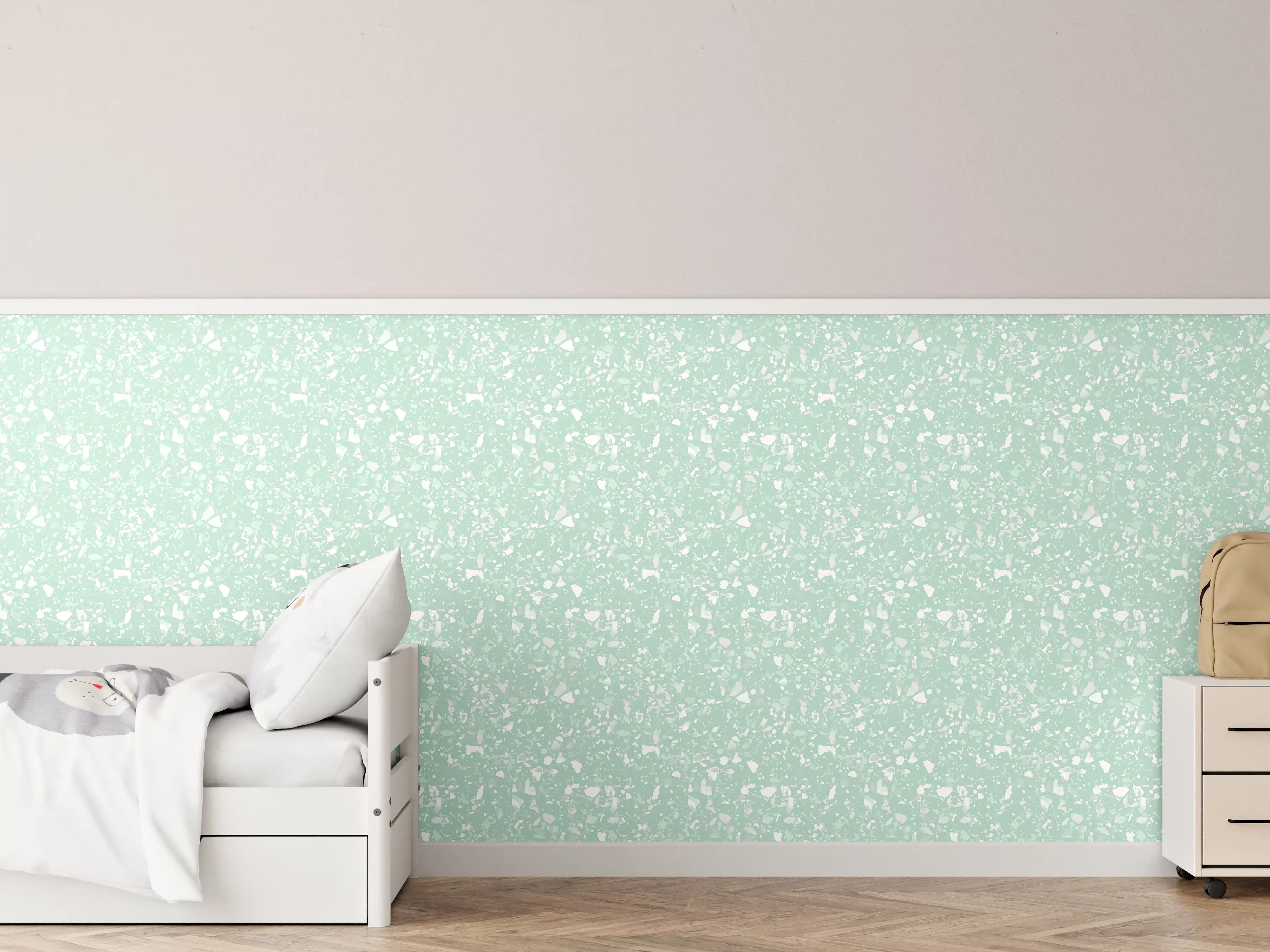 Kinderzimmer Wandgestaltung - Luxus-Weiß-Grau-Terrazzo-Textur