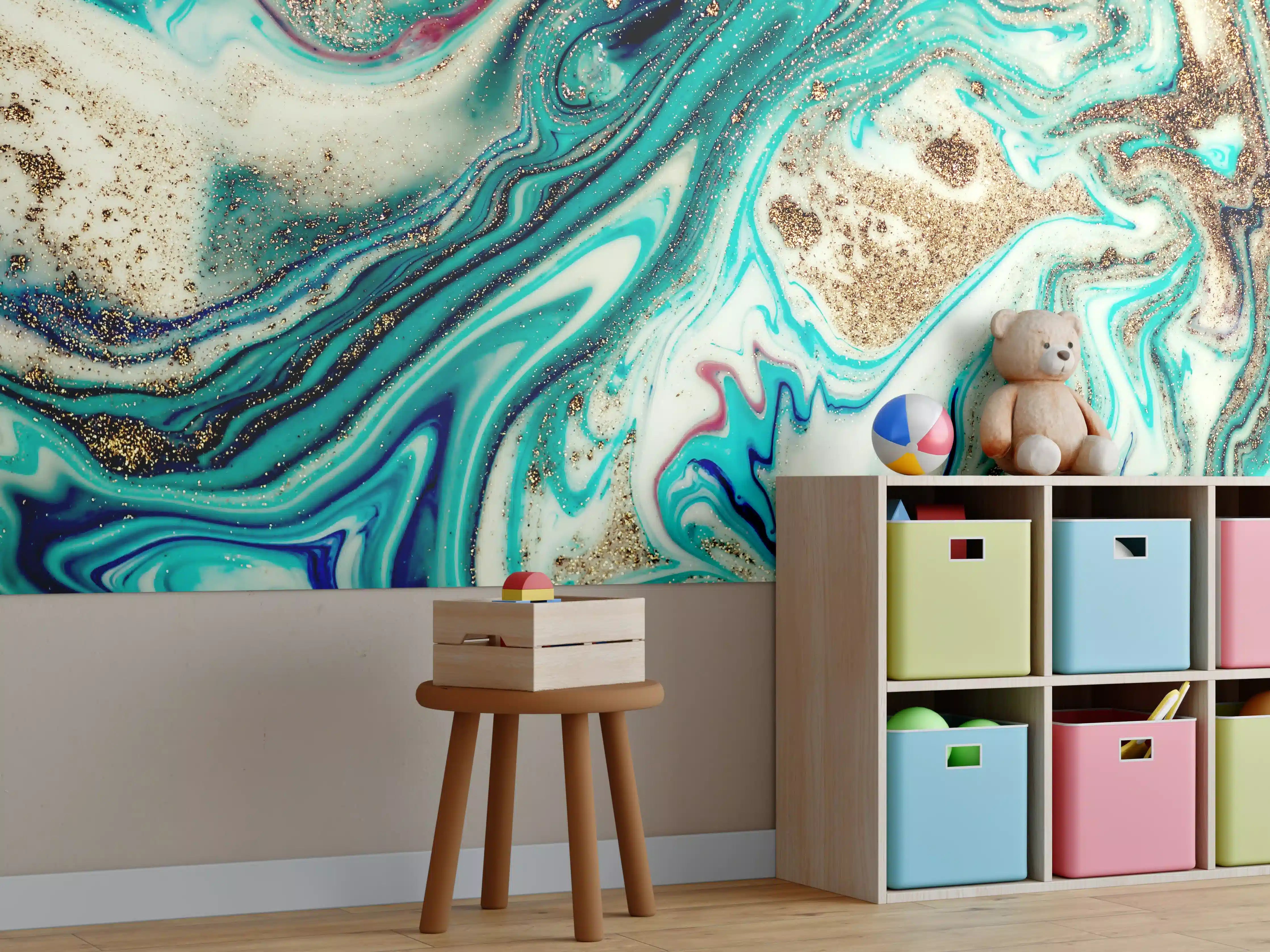 Kinderzimmer Wandgestaltung - Magische Abstrakte Marmor-Kunst