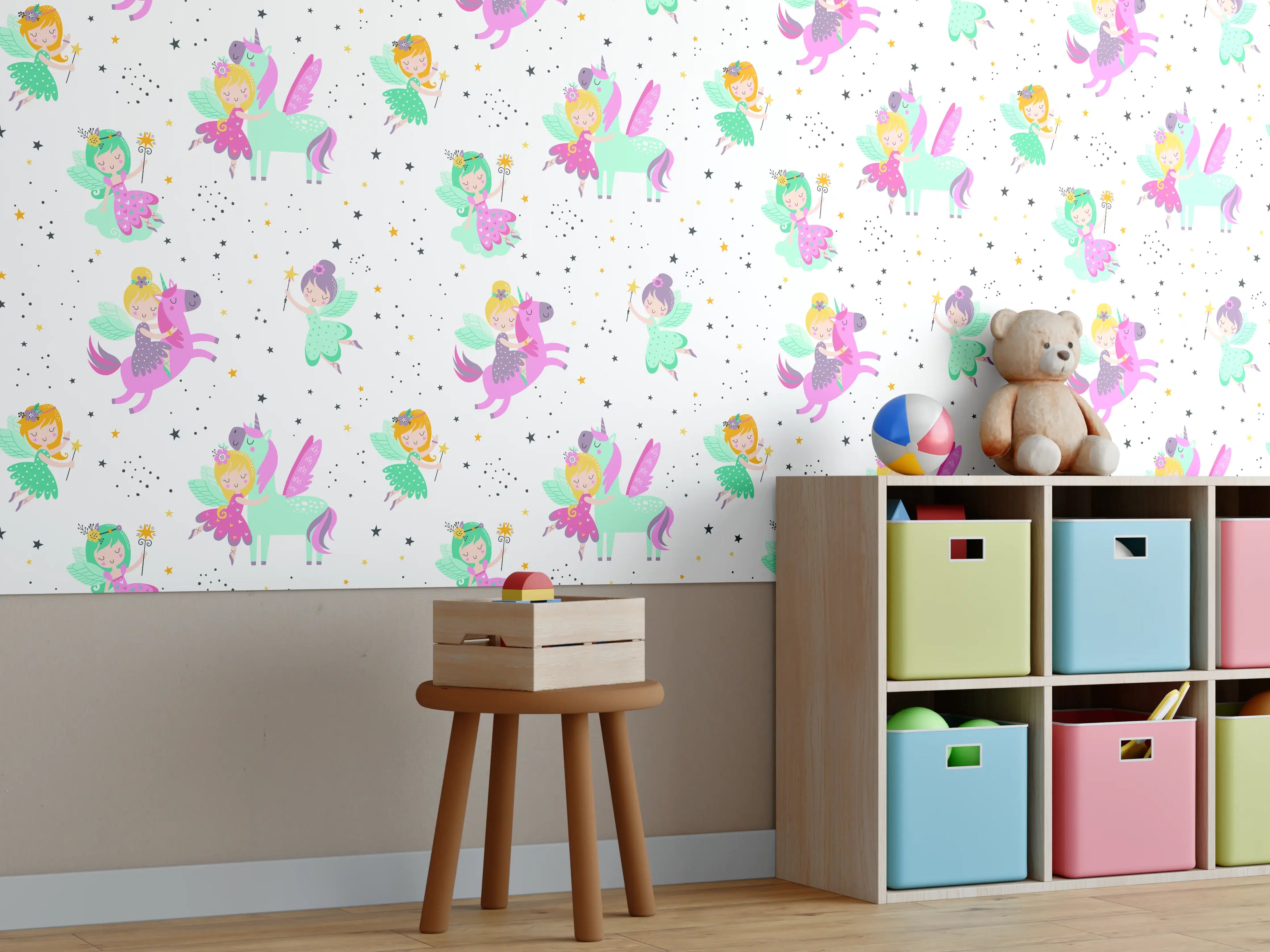 Kinderzimmer Wandgestaltung - Magische Einhorn-Welt in Pastellfarben