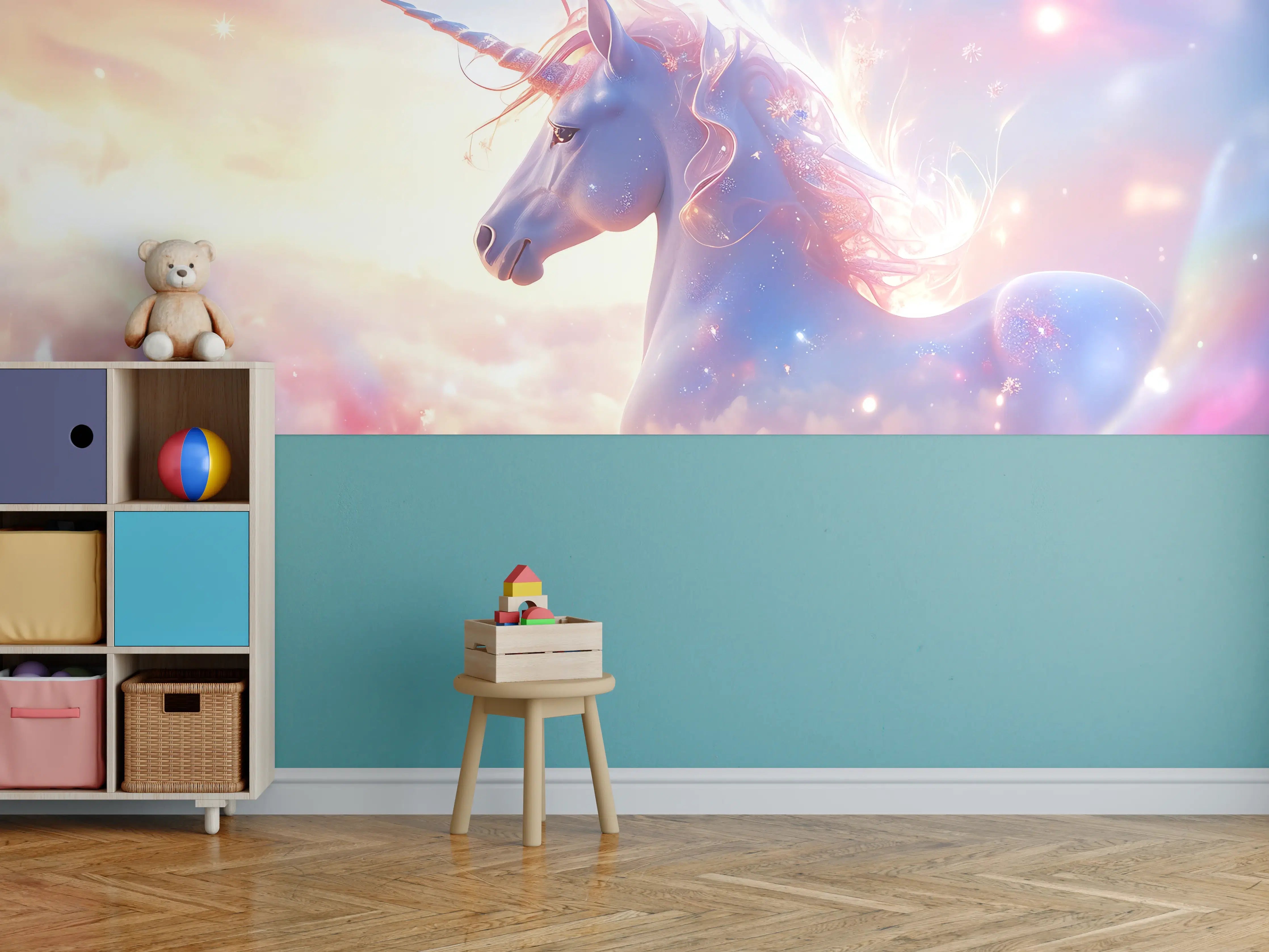 Kinderzimmer Wandgestaltung - Magischer Einhorn-Himmel mit Pastellfarben