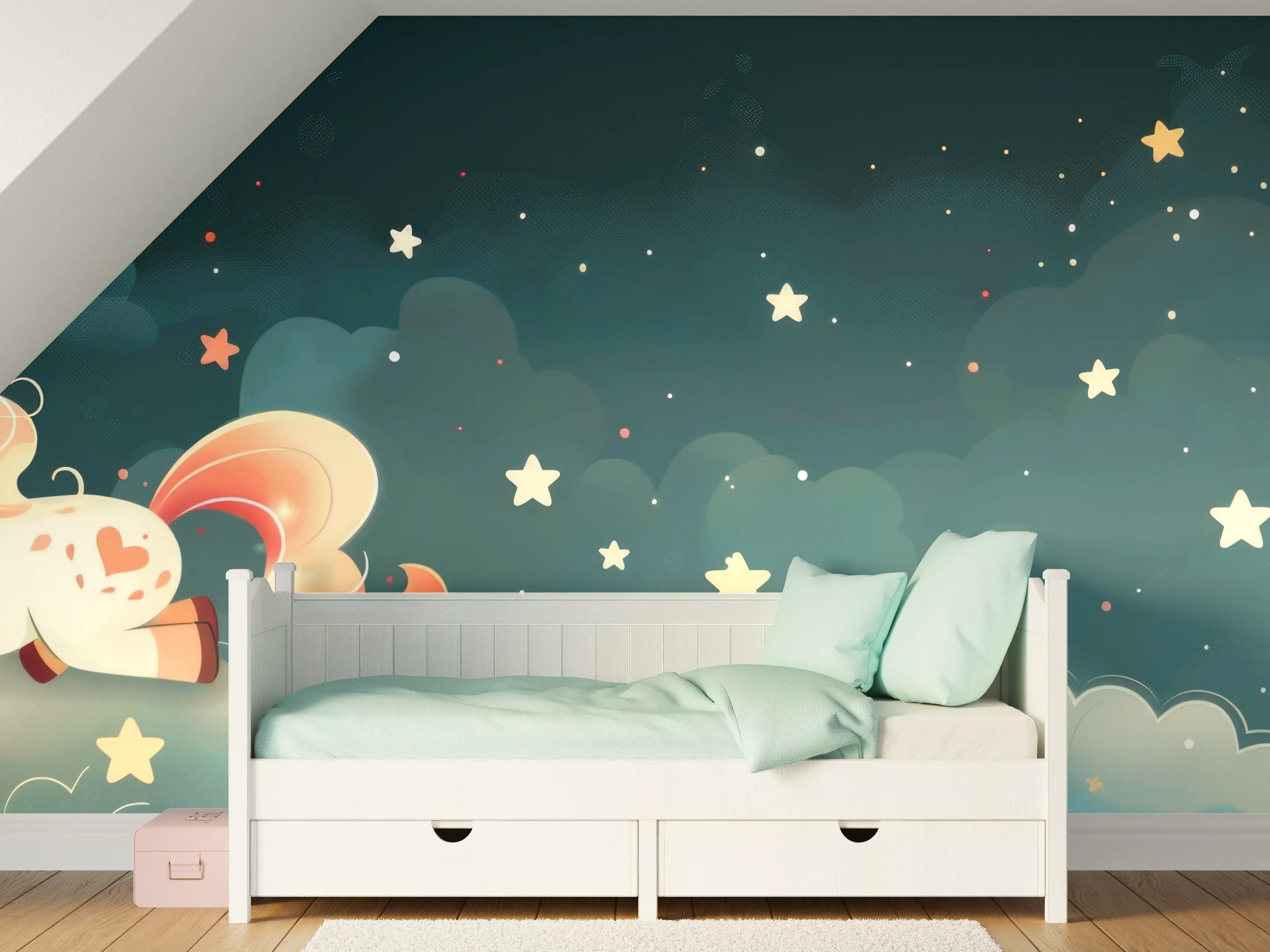 Kinderzimmer Wandgestaltung - Magischer Einhorn-Himmel mit Sternen