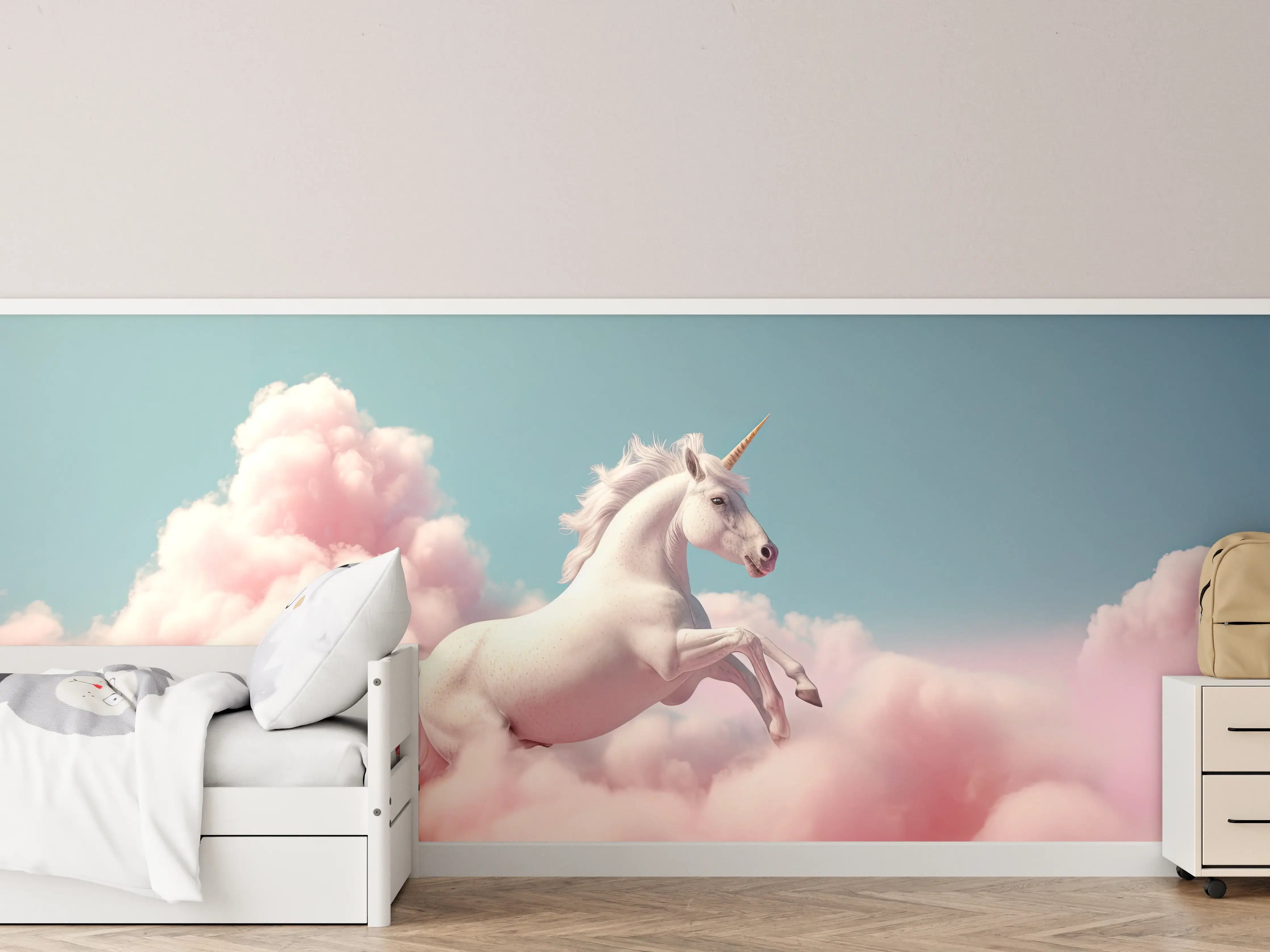 Kinderzimmer Wandgestaltung - Magischer Pegasus in Wolken