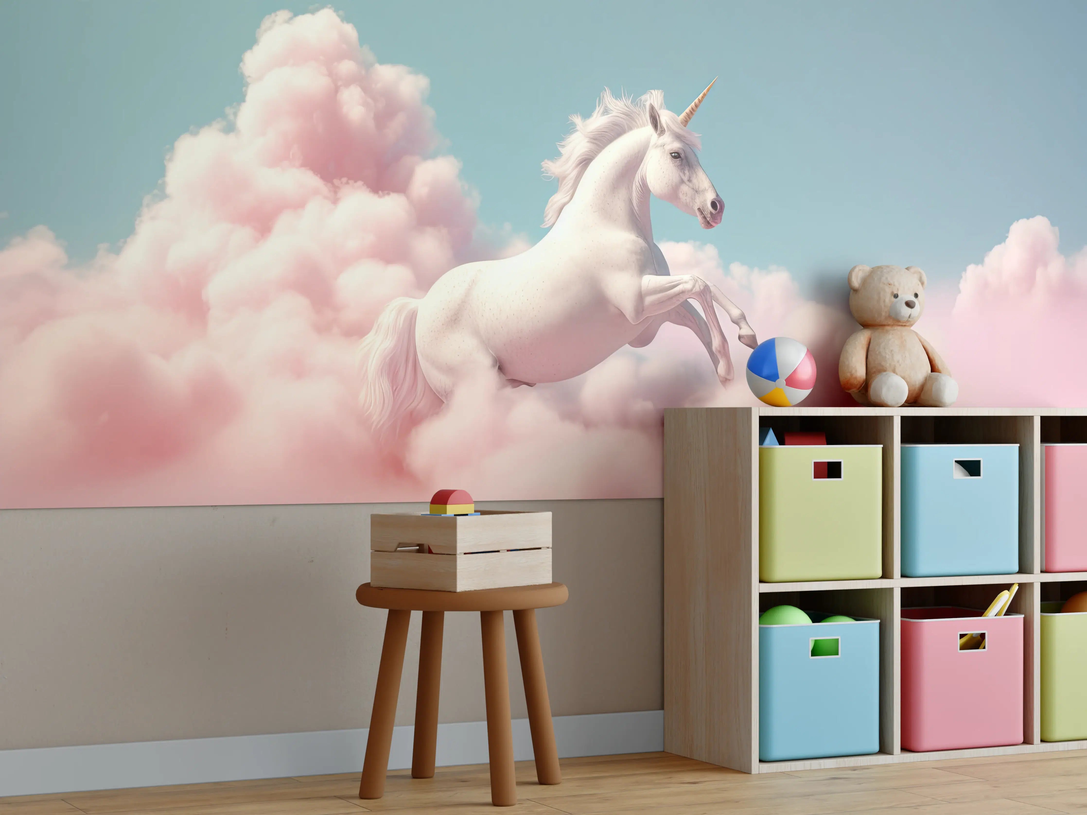 Kinderzimmer Wandgestaltung - Magischer Pegasus in Wolken